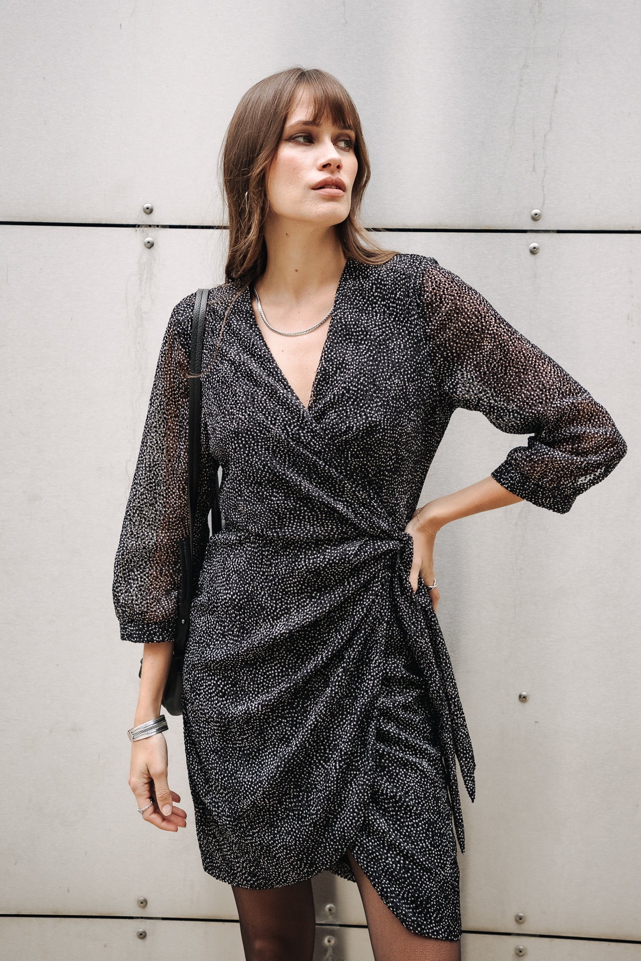 Robe porte-feuille Frau Regate Plumetis black | Freeman T. Porter