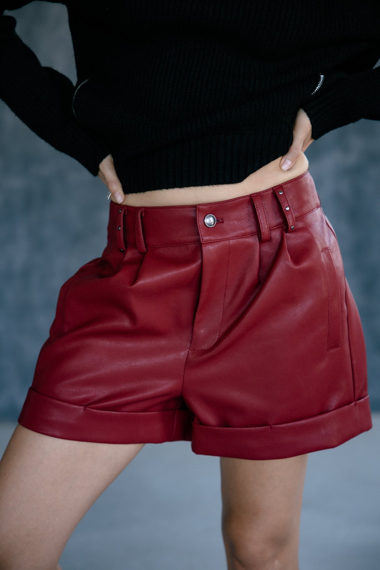 Short court effet cuir Femme Shawl Biker winery | Freeman T. Porter