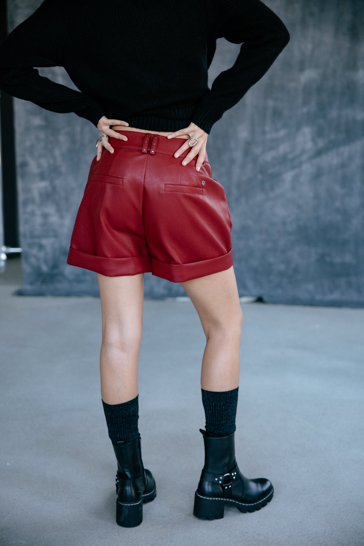 Short court effet cuir Femme Shawl Biker winery | Freeman T. Porter