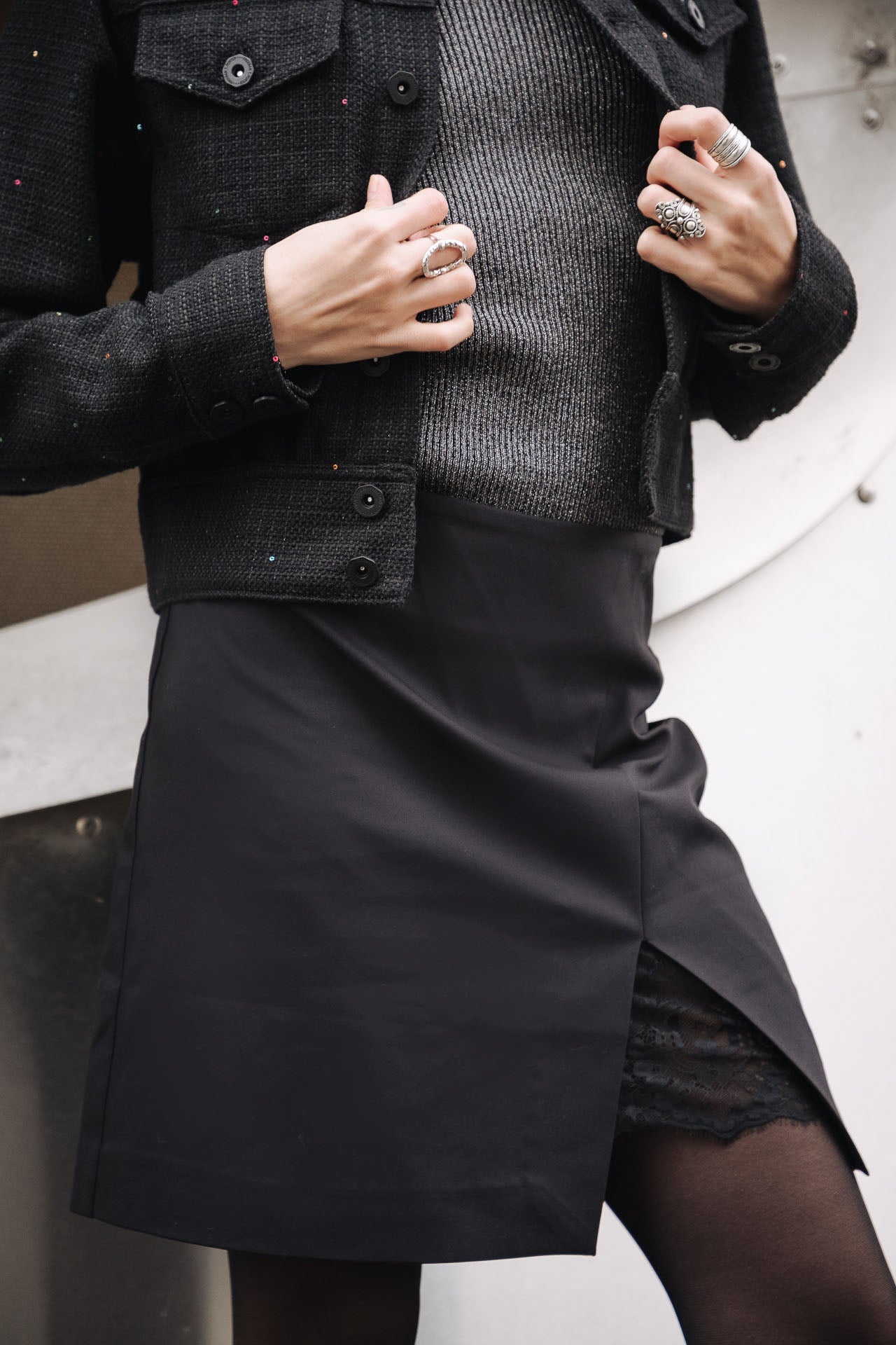 Jupe courte croisée Femme Jastia Plain black | Freeman T. Porter