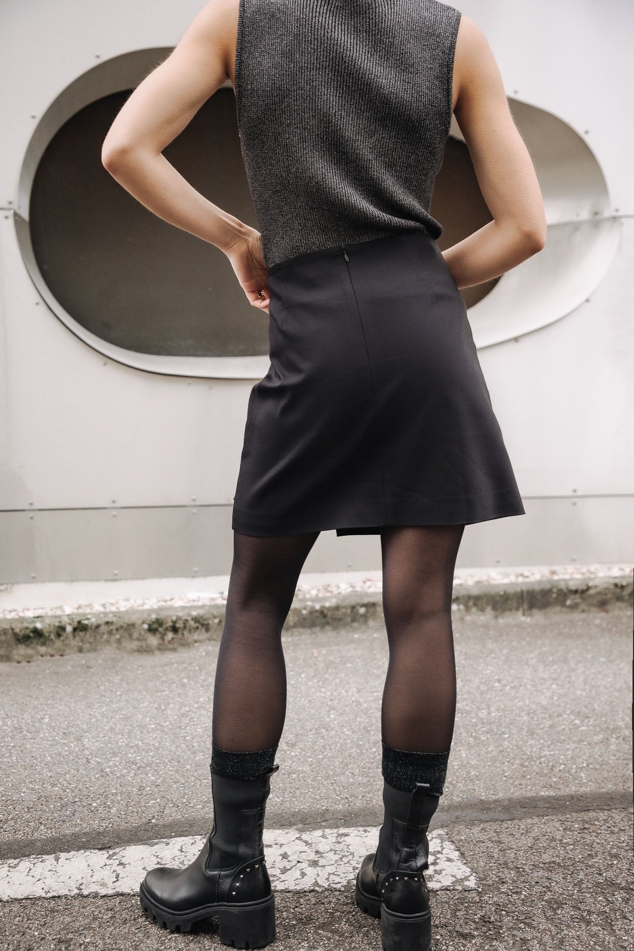 Jupe courte croisée Femme Jastia Plain black | Freeman T. Porter