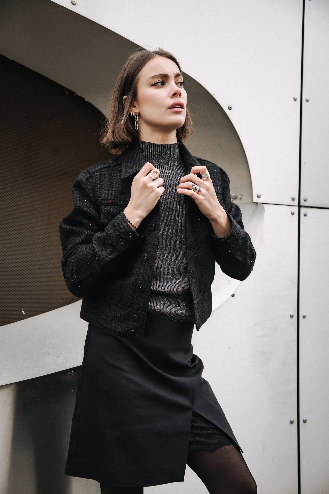 Jupe courte croisée Femme Jastia Plain black | Freeman T. Porter