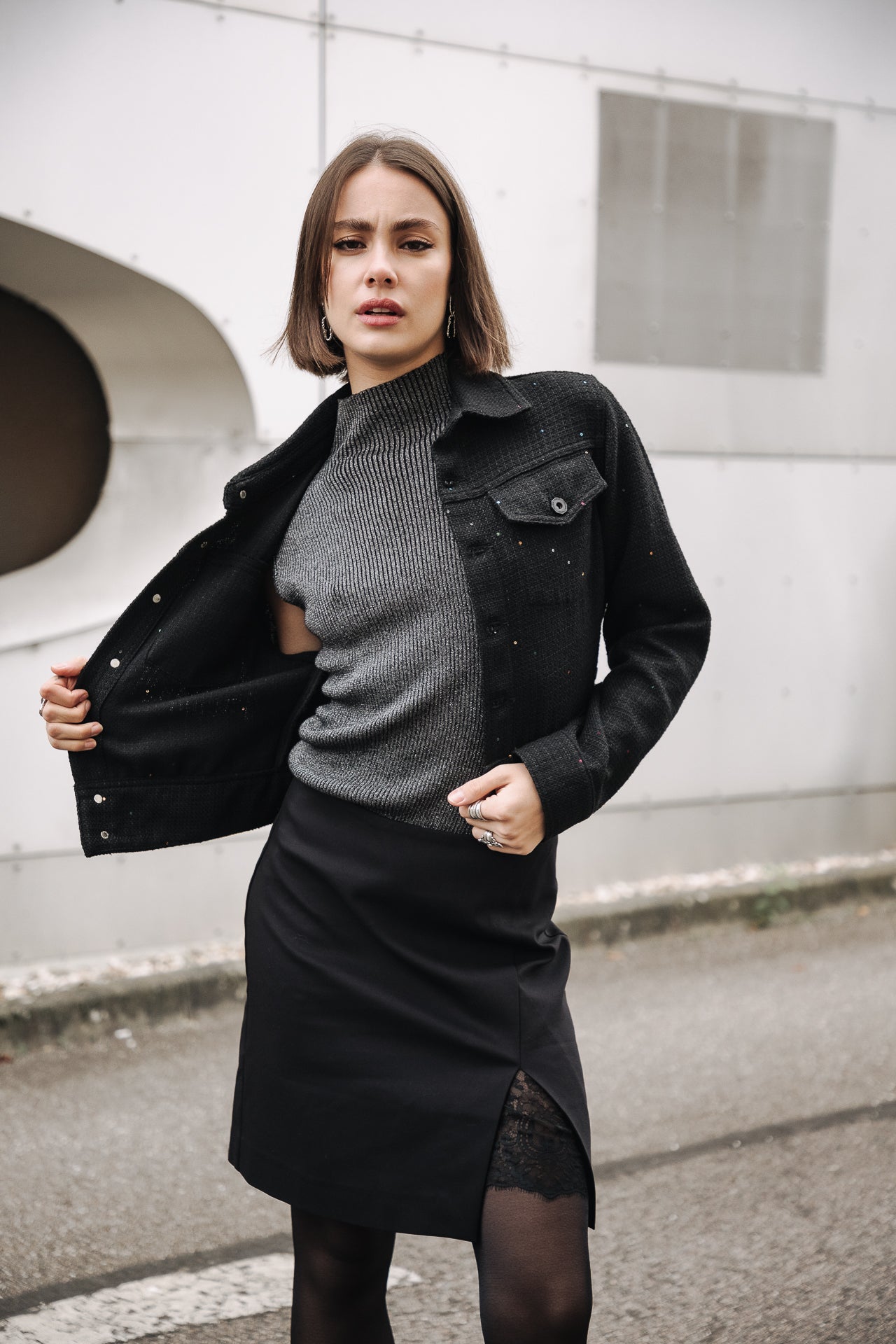 Jupe courte croisée Femme Jastia Plain black | Freeman T. Porter