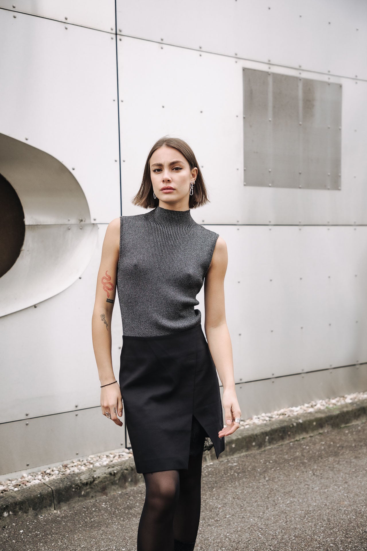 Jupe courte croisée Femme Jastia Plain black | Freeman T. Porter