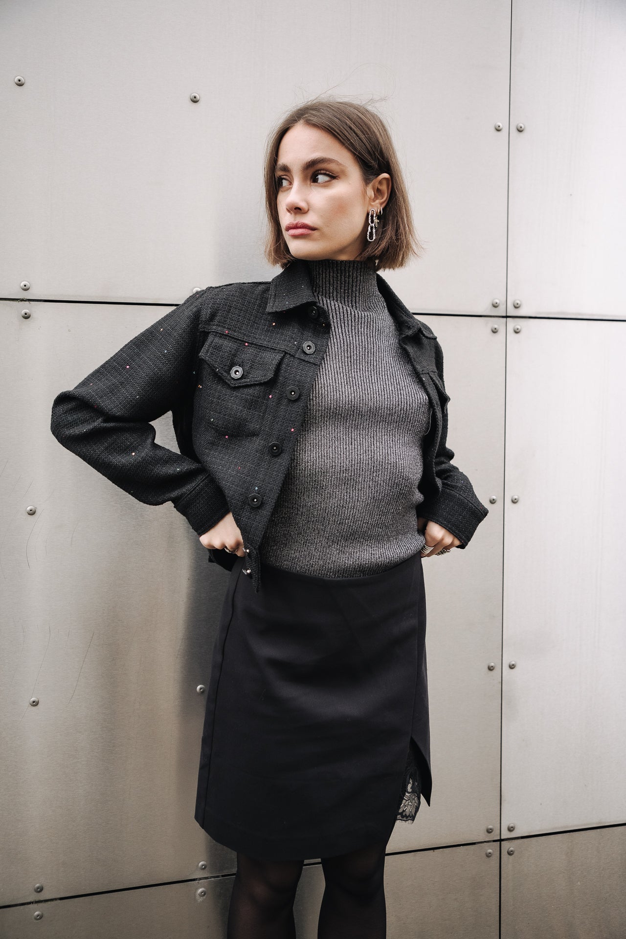 Jupe courte croisée Femme Jastia Plain black | Freeman T. Porter