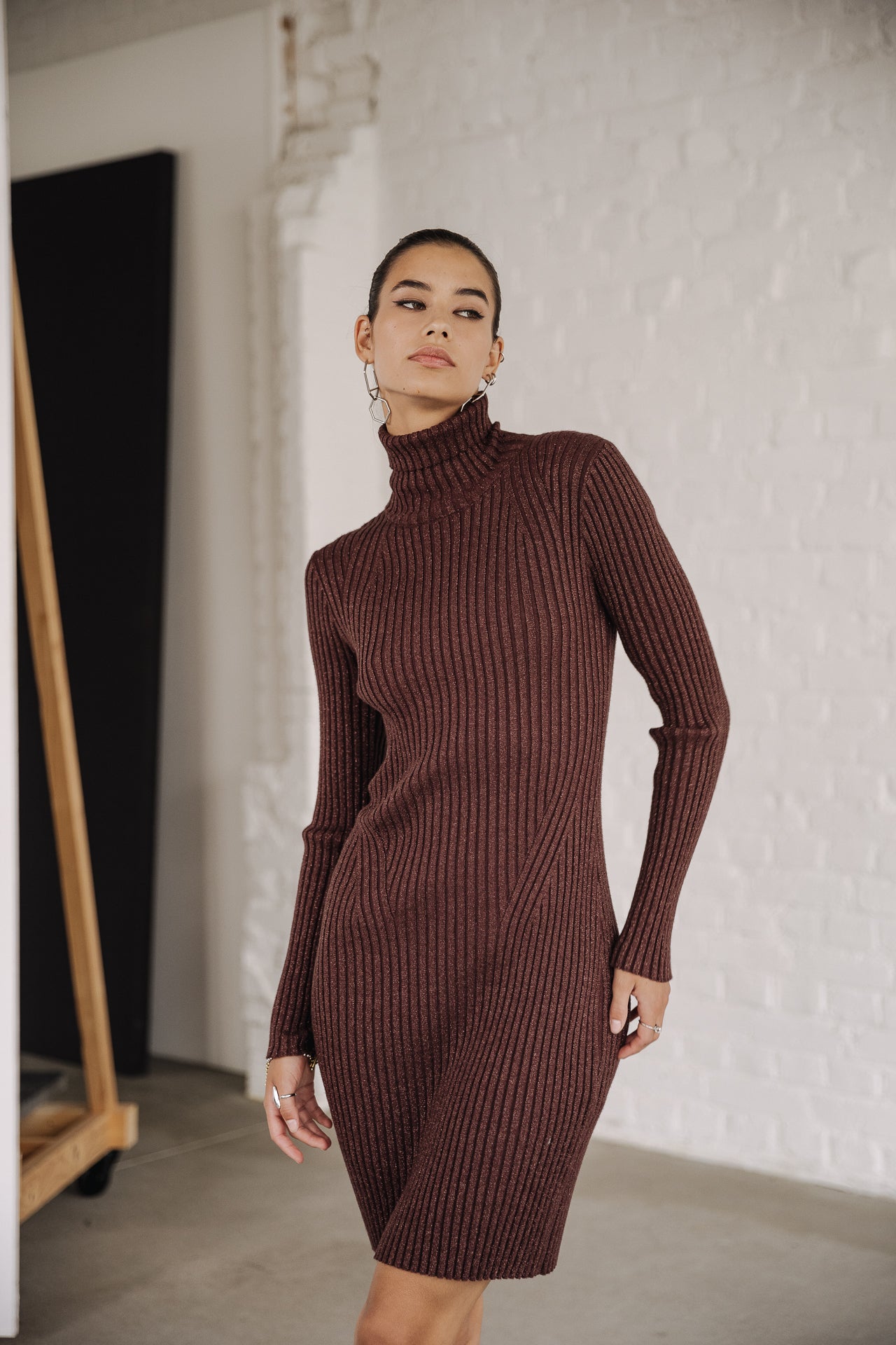 Robe pull lurex Femme Rummy Lurex brown | Freeman T. Porter