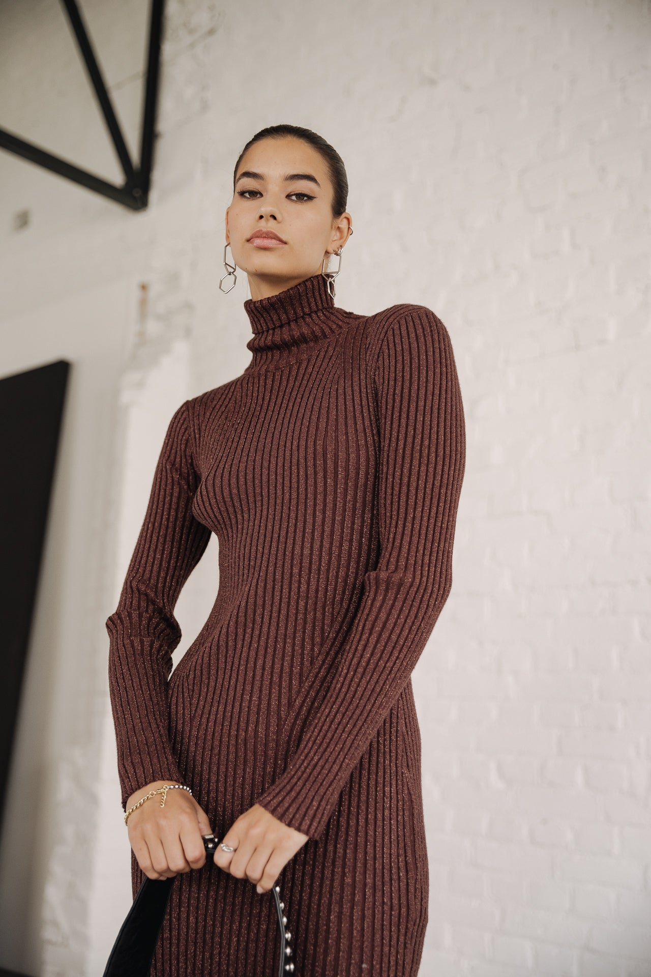 Robe pull lurex Femme Rummy Lurex brown | Freeman T. Porter