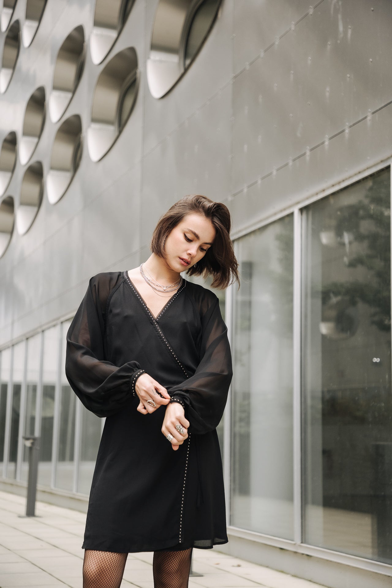 Robe effet cache-cœur Femme Rocklane Plain black | Freeman T. Porter