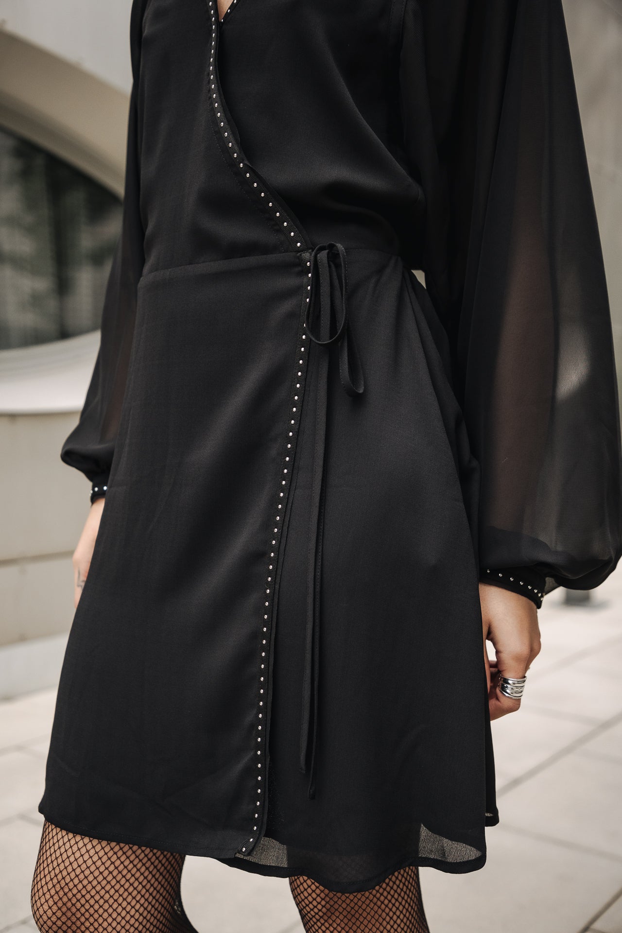 Robe effet cache-cœur Femme Rocklane Plain black | Freeman T. Porter