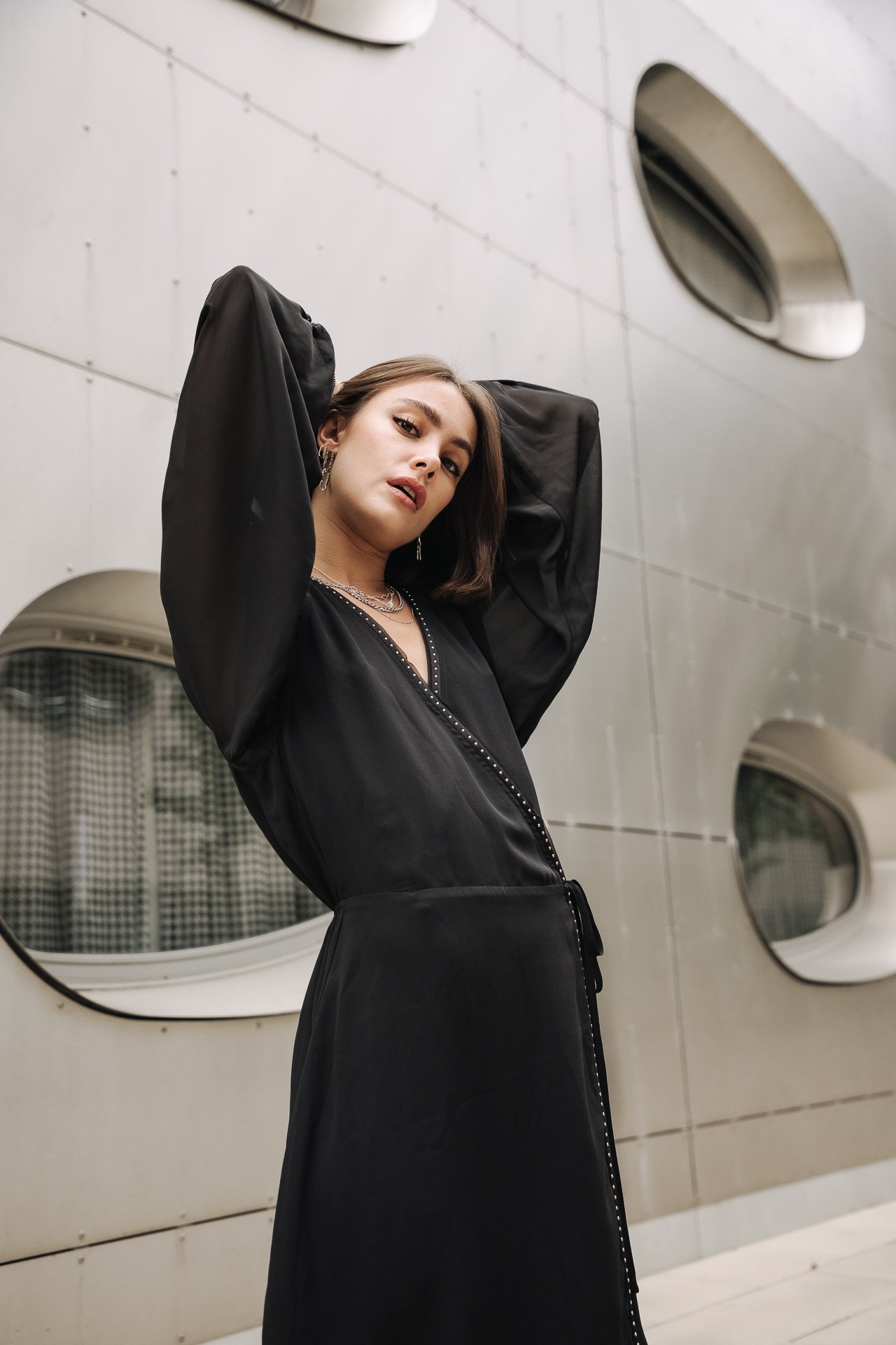 Robe effet cache-cœur Femme Rocklane Plain black | Freeman T. Porter