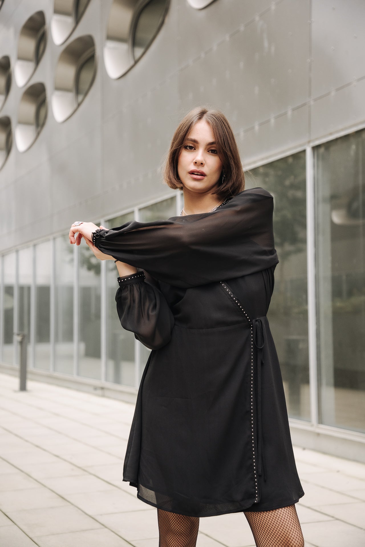 Robe effet cache-cœur Femme Rocklane Plain black | Freeman T. Porter