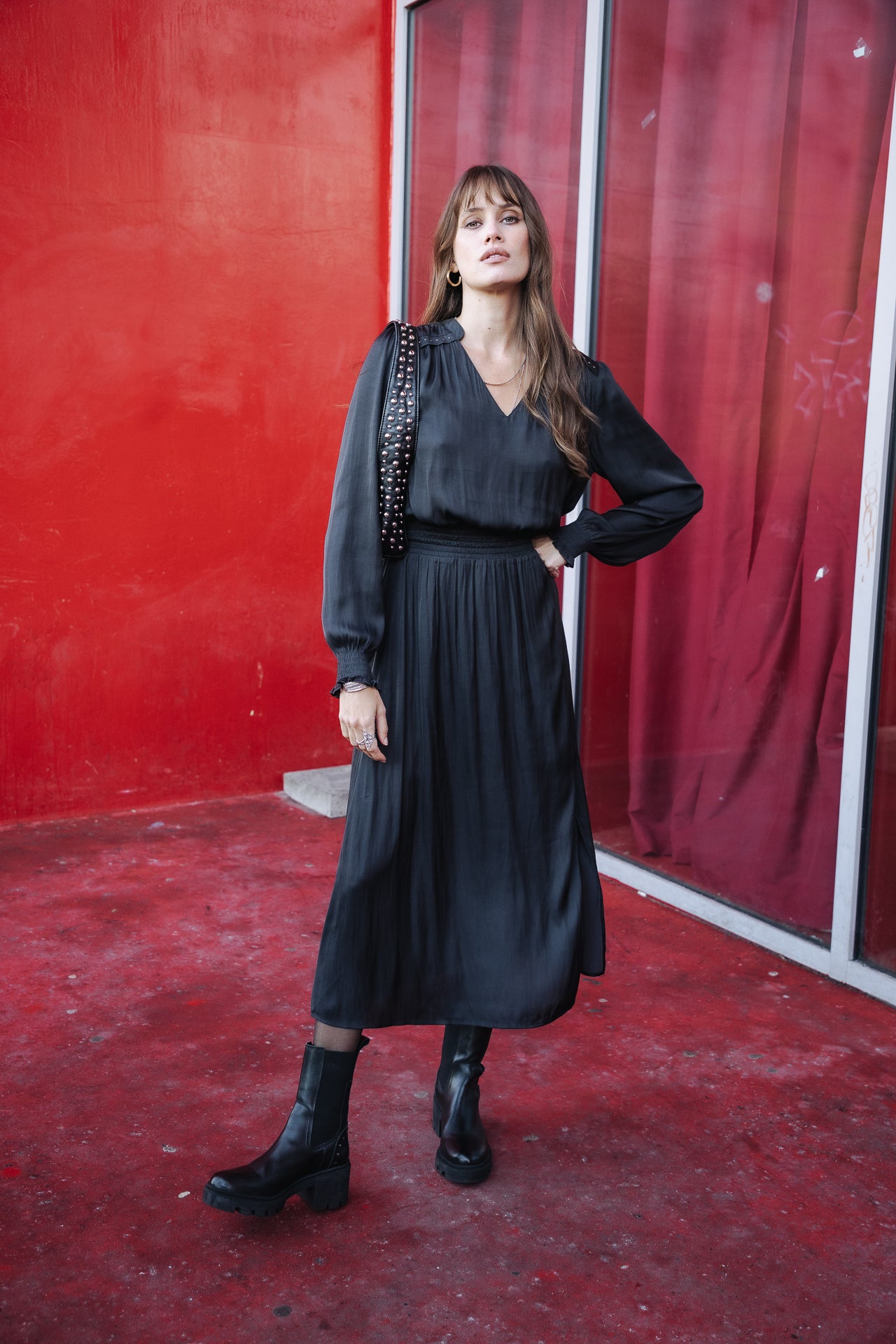Robe longue Frau Rolinetti Plain black | Freeman T. Porter