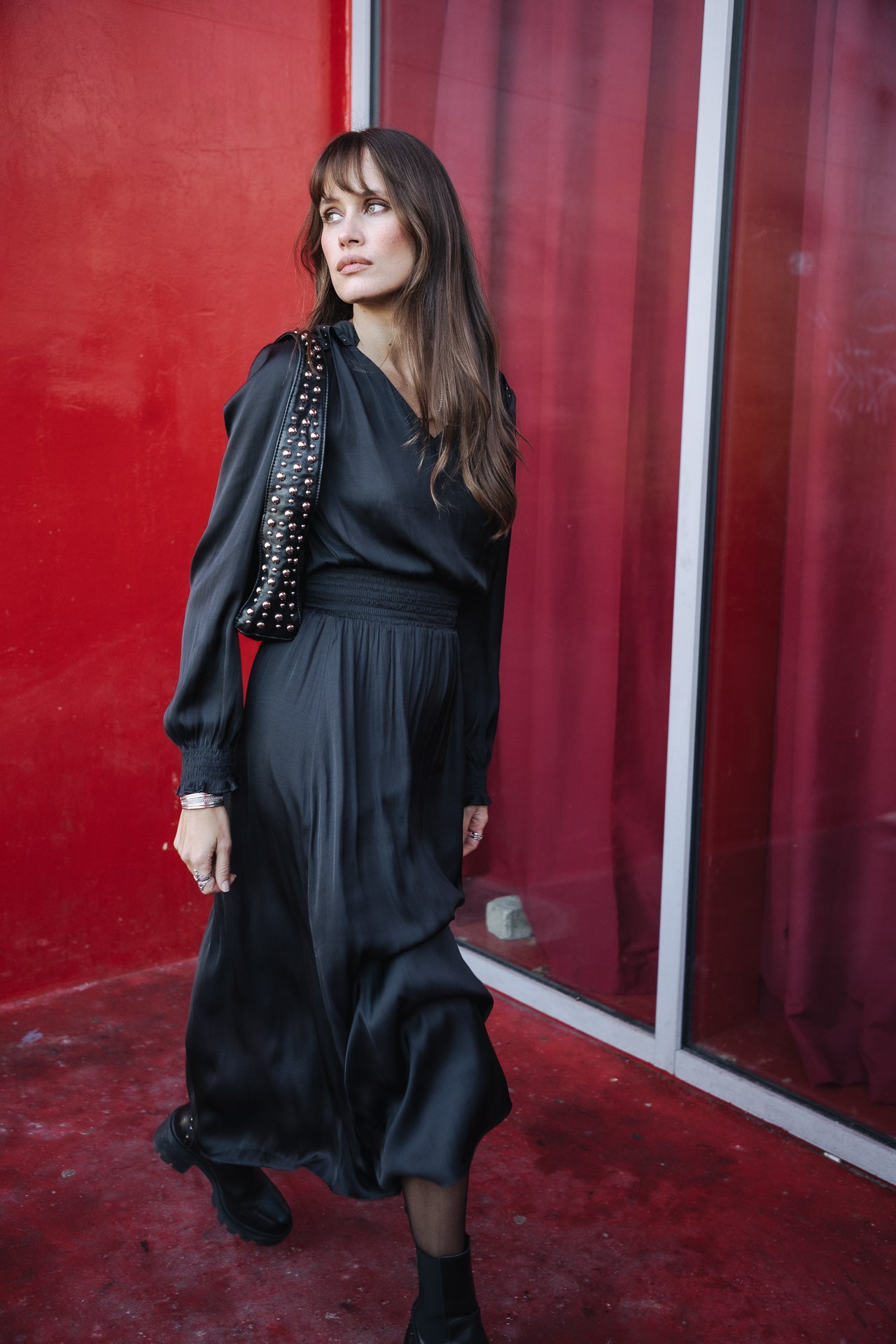 Robe longue Frau Rolinetti Plain black | Freeman T. Porter