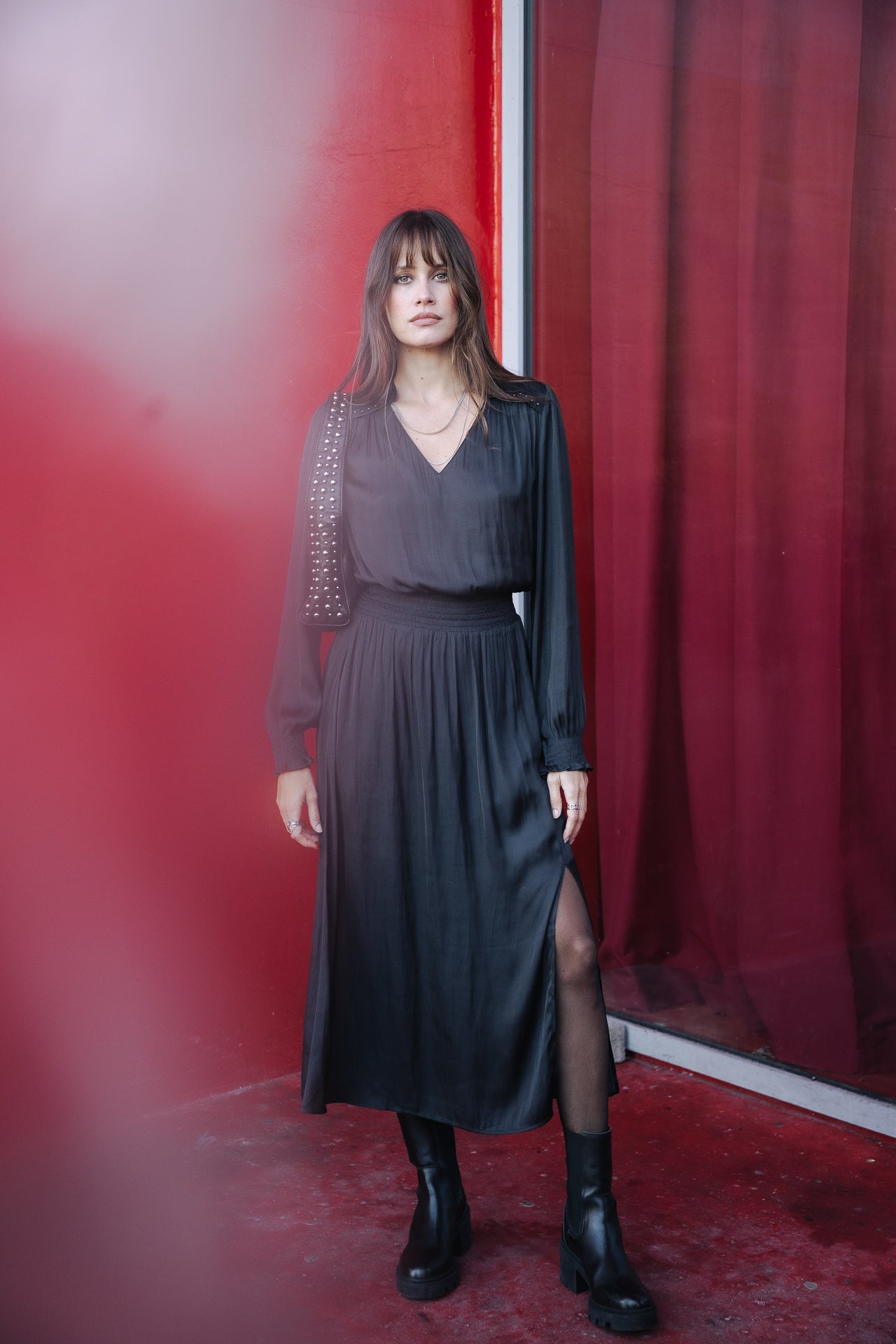 Robe longue Frau Rolinetti Plain black | Freeman T. Porter
