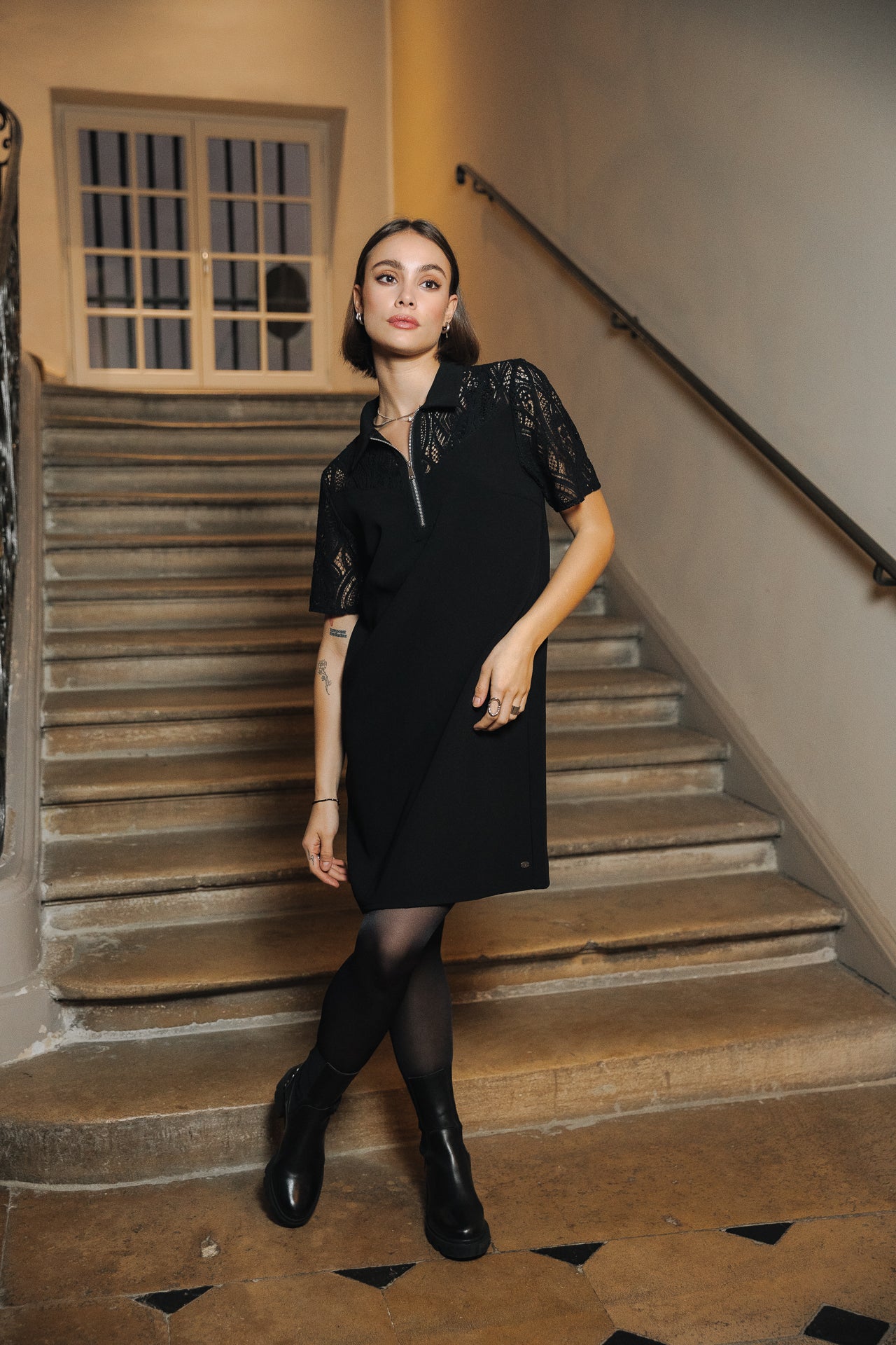 Robe courte Frau Raline Lace black | Freeman T. Porter