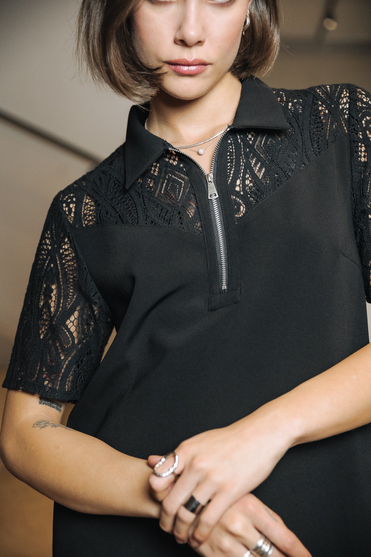 Robe courte Frau Raline Lace black | Freeman T. Porter