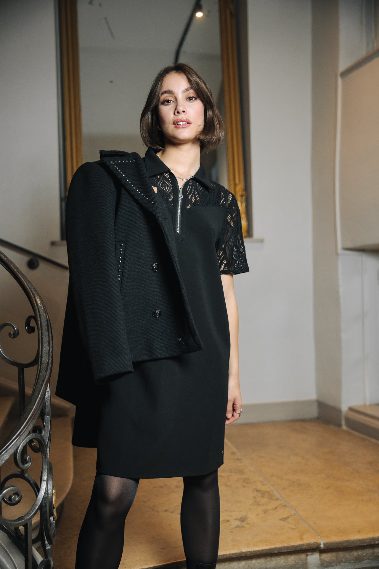Robe courte Frau Raline Lace black | Freeman T. Porter