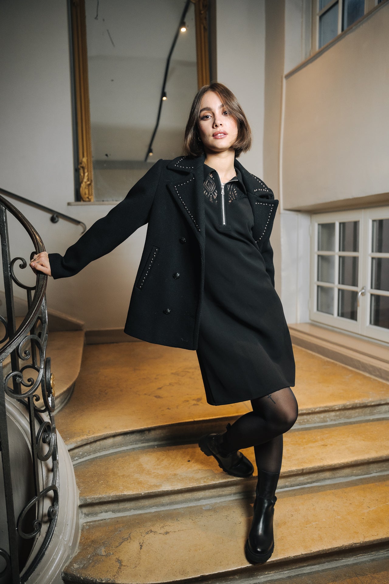 Robe courte Frau Raline Lace black | Freeman T. Porter