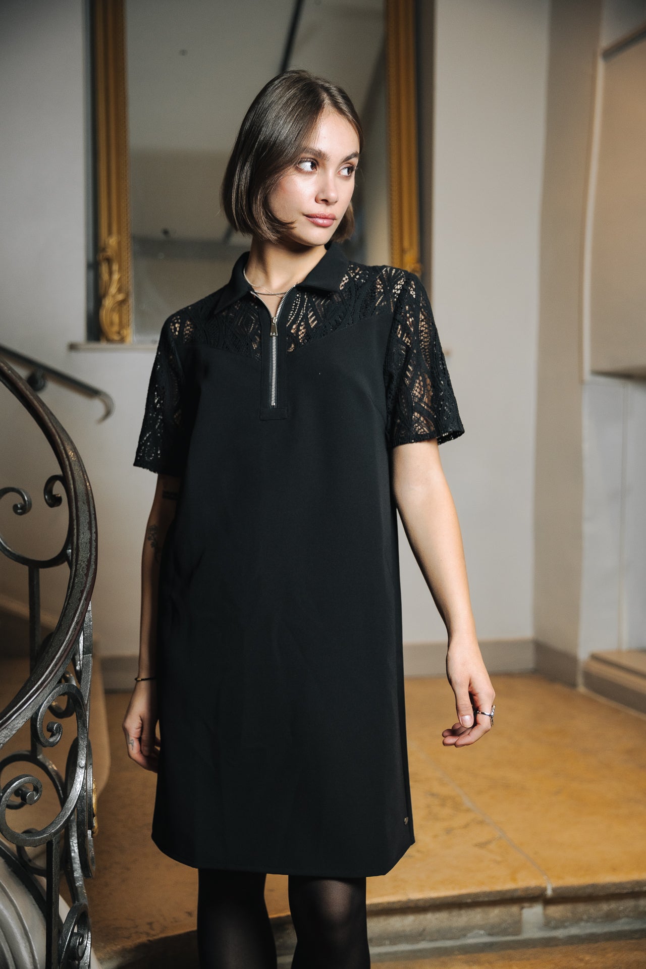 Robe courte Frau Raline Lace black | Freeman T. Porter