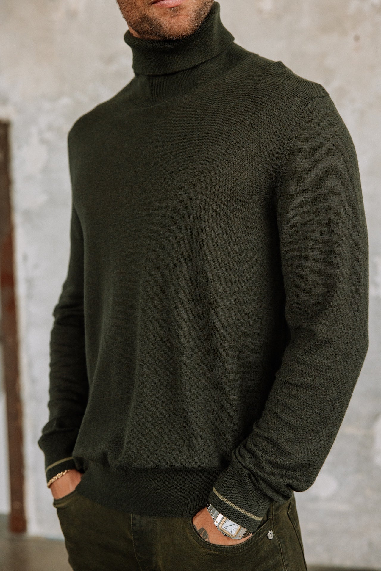 Pull col roulé Hombres Romeo Nacka olive night | Freeman T. Porter