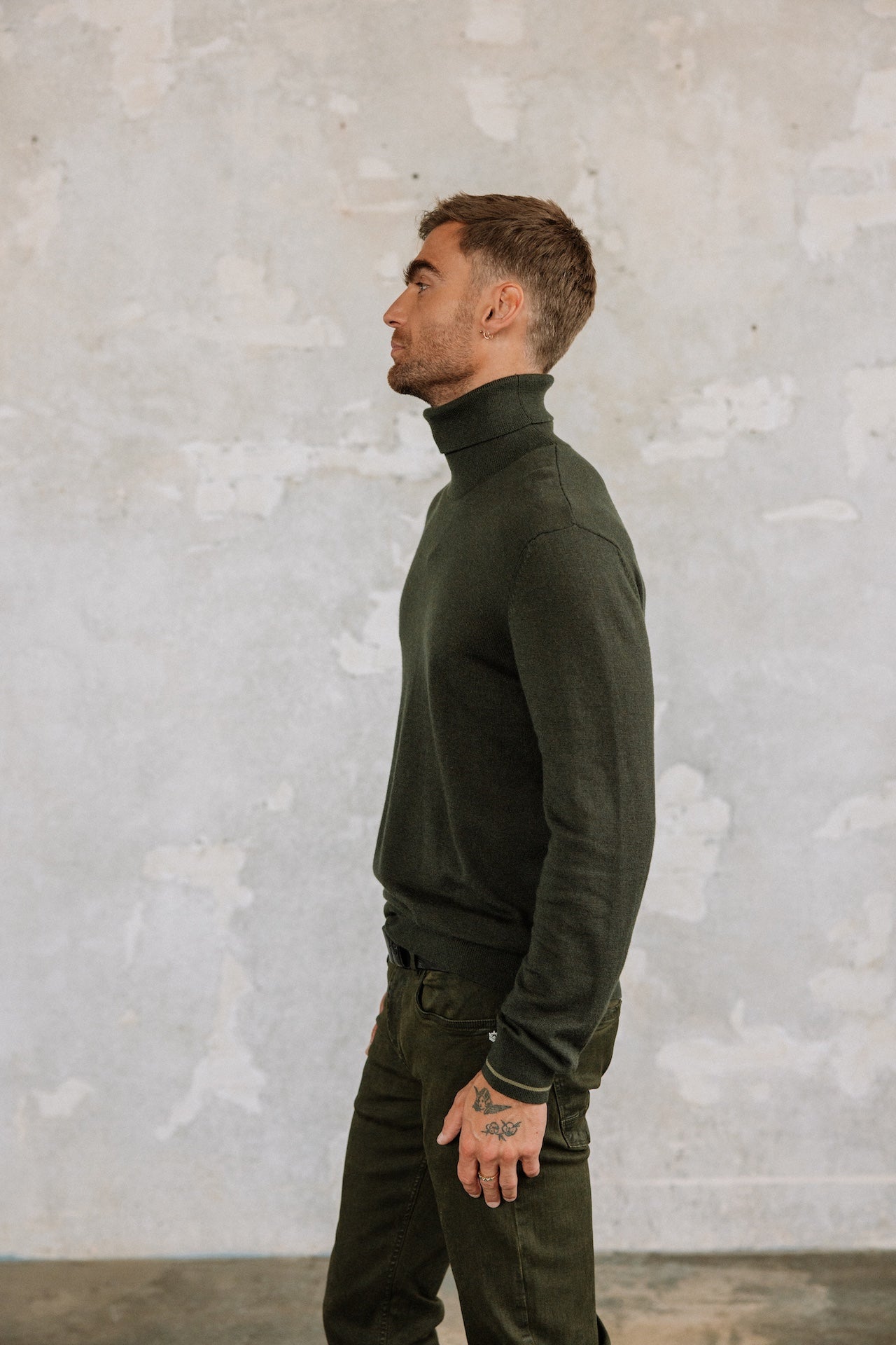 Pull col roulé Hombres Romeo Nacka olive night | Freeman T. Porter