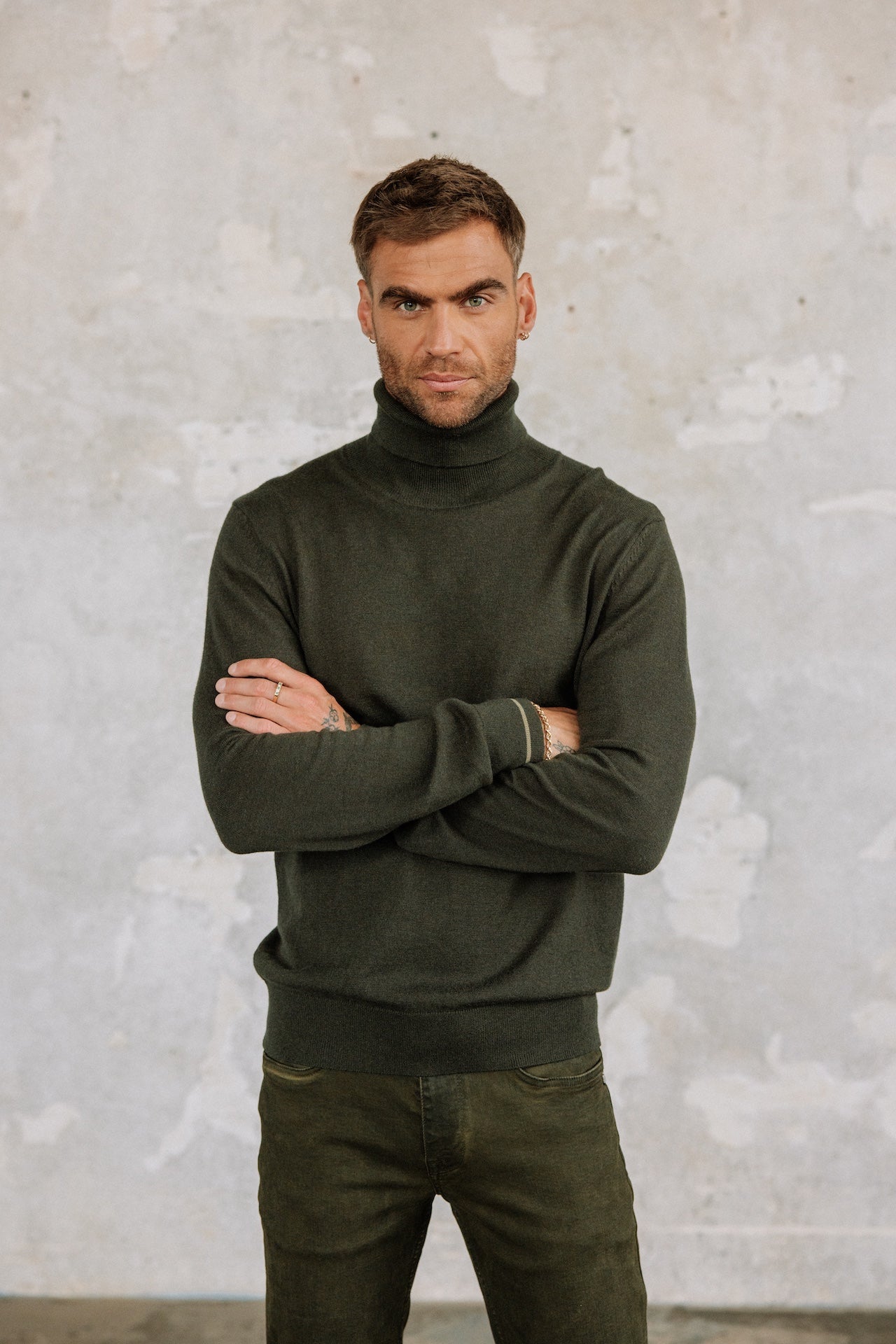 Pull col roulé Hombres Romeo Nacka olive night | Freeman T. Porter