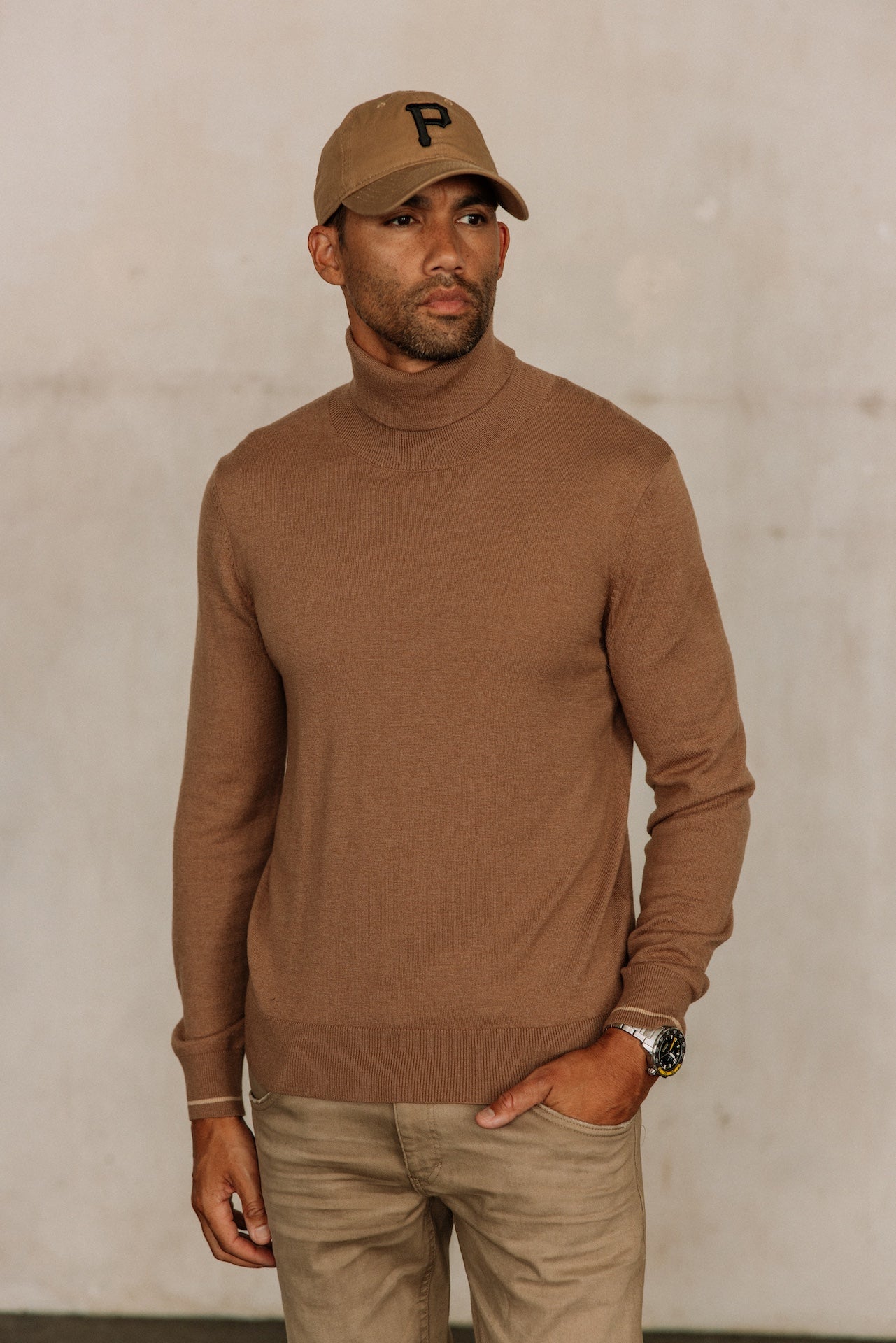 Pull col roulé Hombres Romeo Nacka taupe | Freeman T. Porter