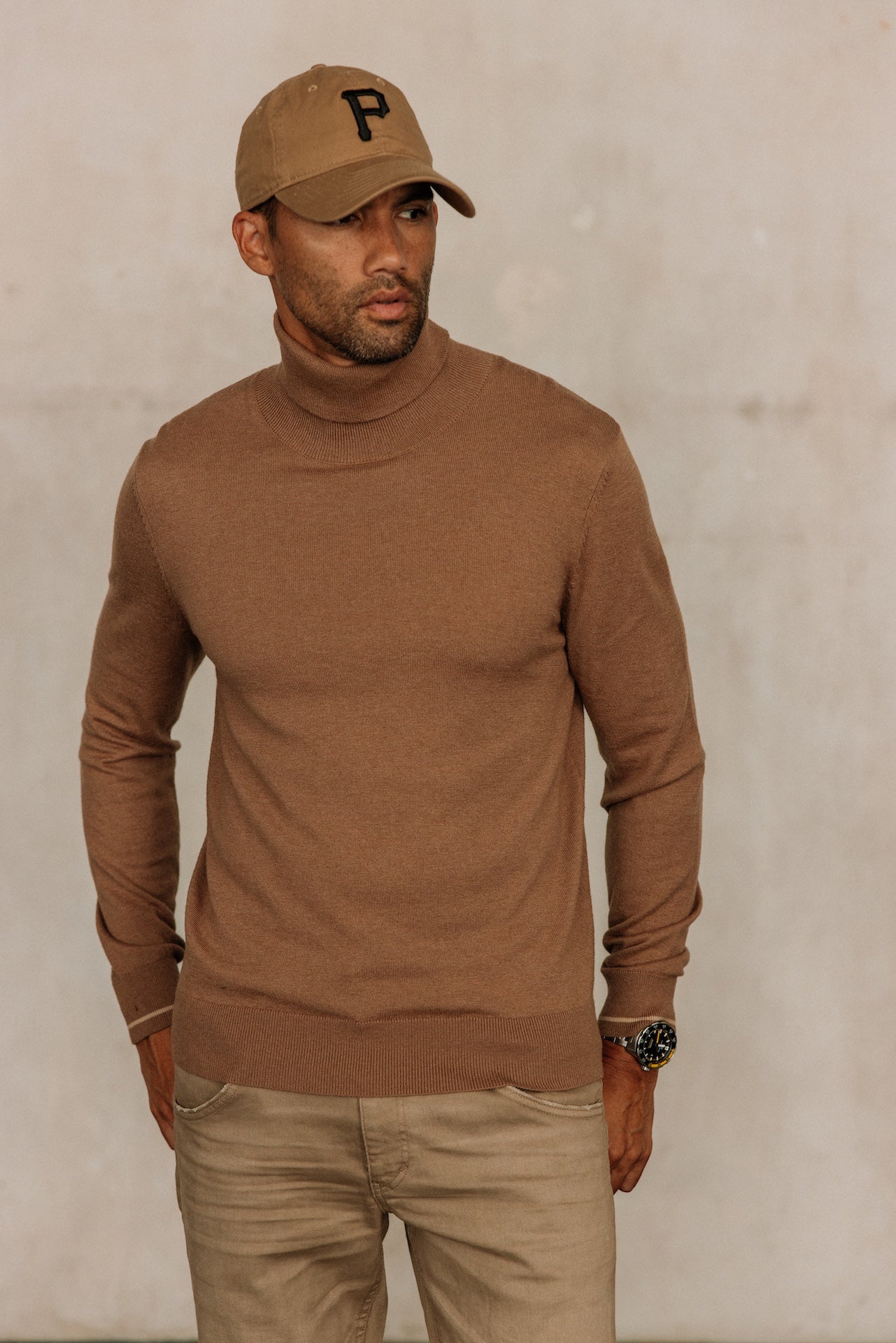 Pull col roulé Hombres Romeo Nacka taupe | Freeman T. Porter