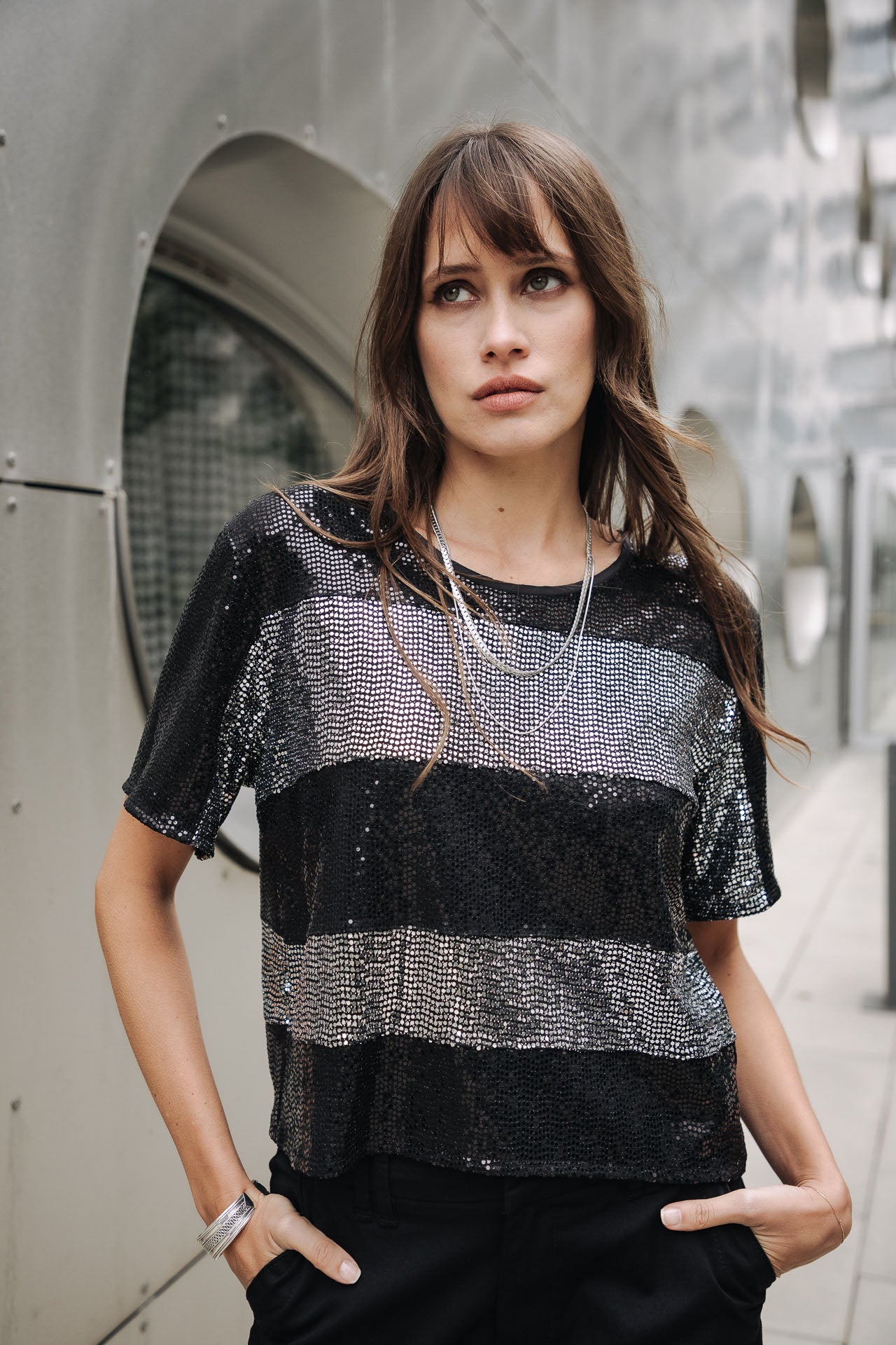 T-Shirt rayures Woman Tachina black | Freeman T. Porter