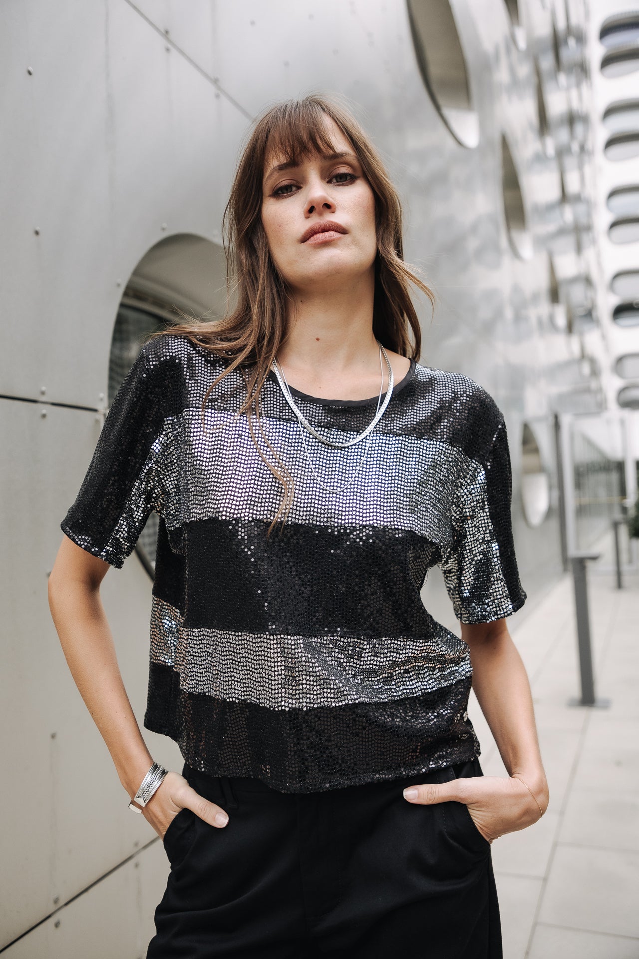 T-Shirt rayures Woman Tachina black | Freeman T. Porter