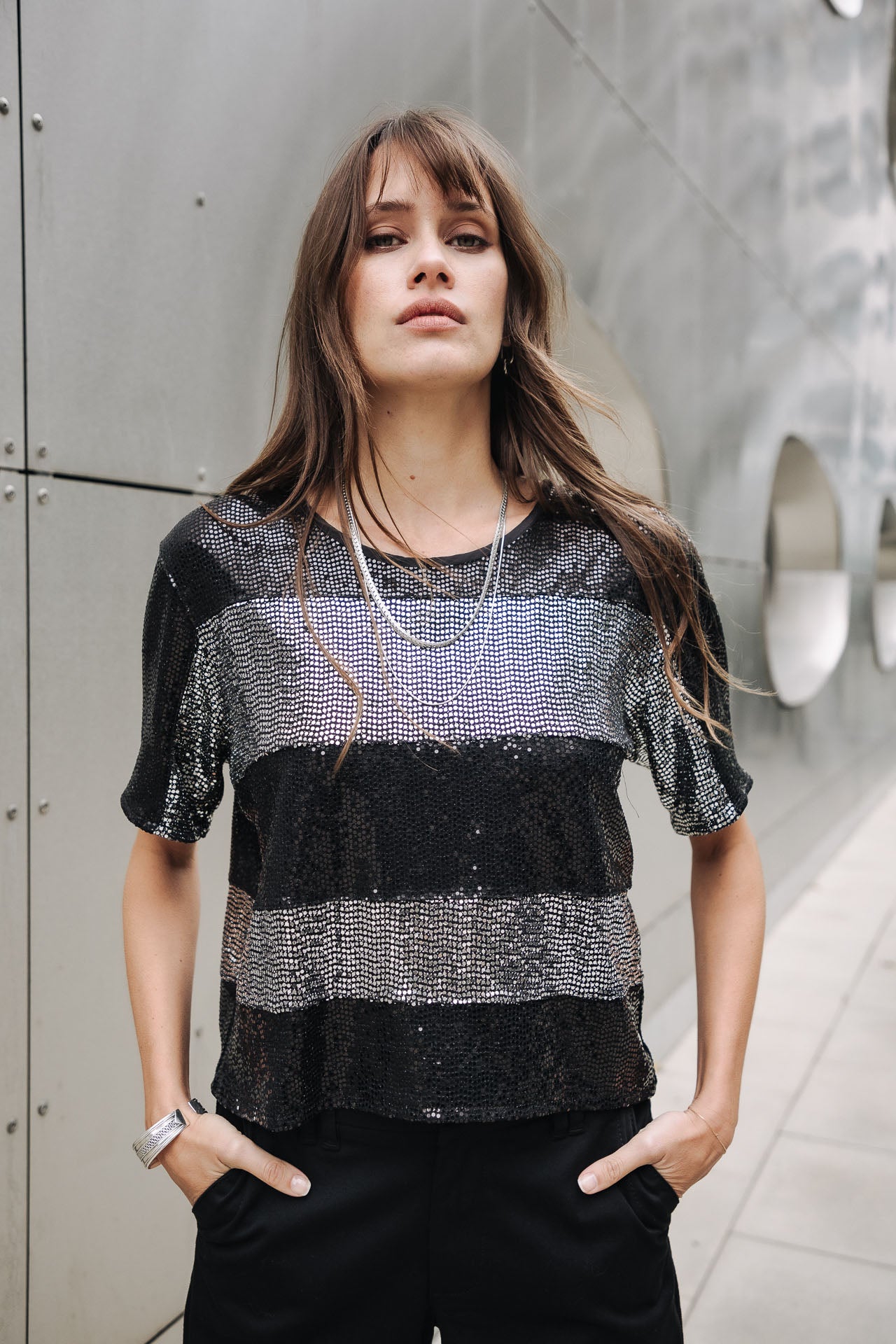 T-Shirt rayures Woman Tachina black | Freeman T. Porter
