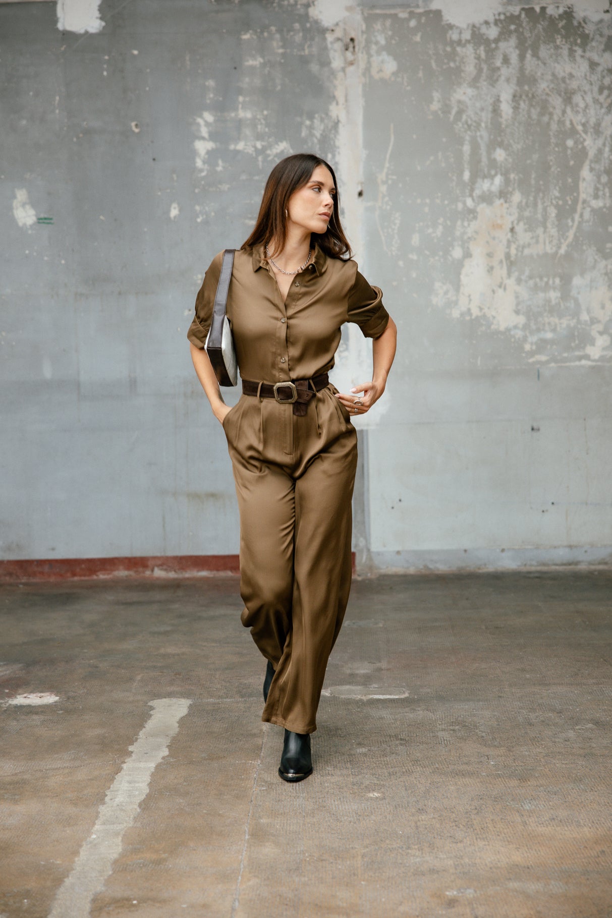 Combinaison satinée Mujer Clorane Plain bronze | Freeman T. Porter