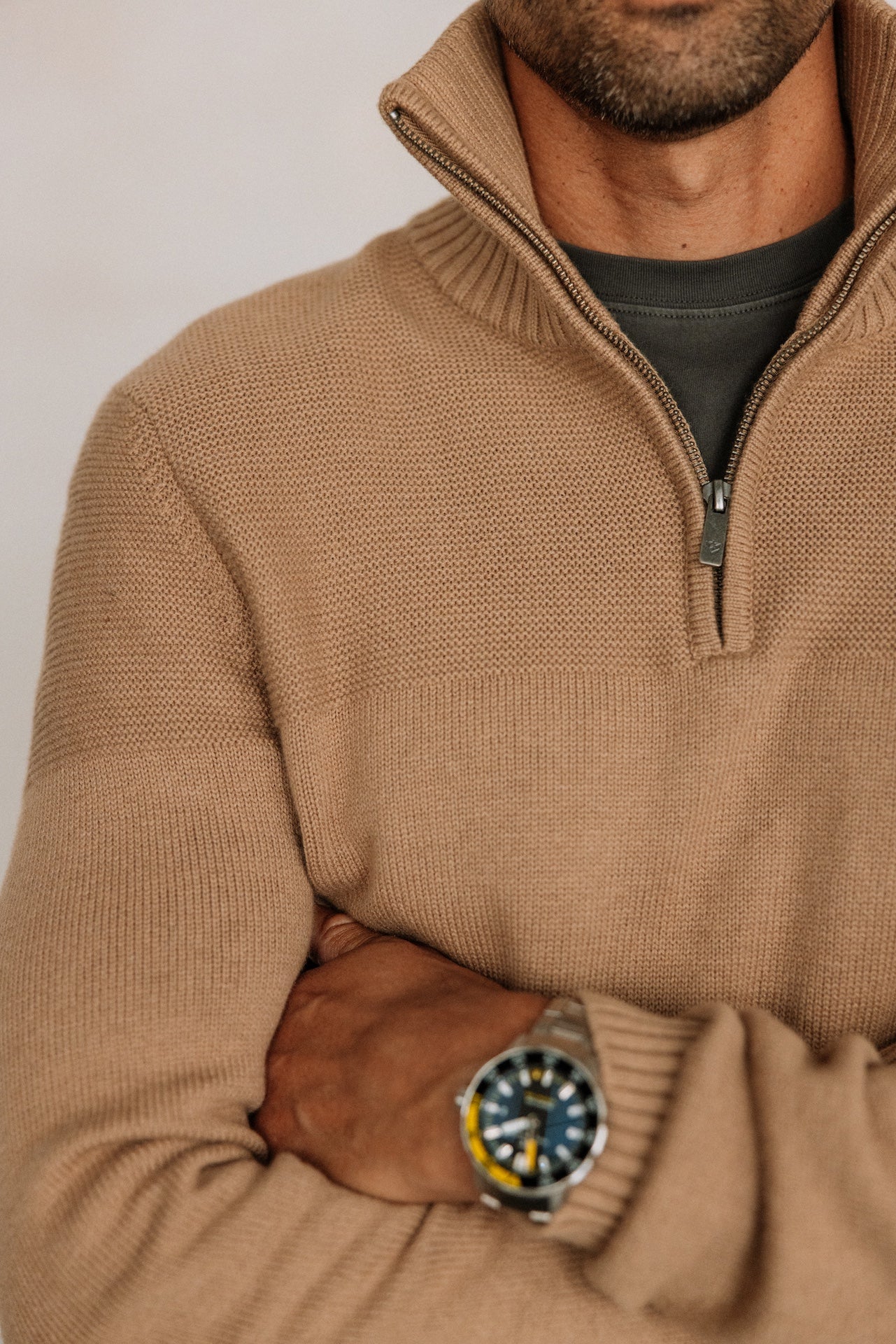 Pull col montant zippé Hombres Gustav Crossing kelp | Freeman T. Porter
