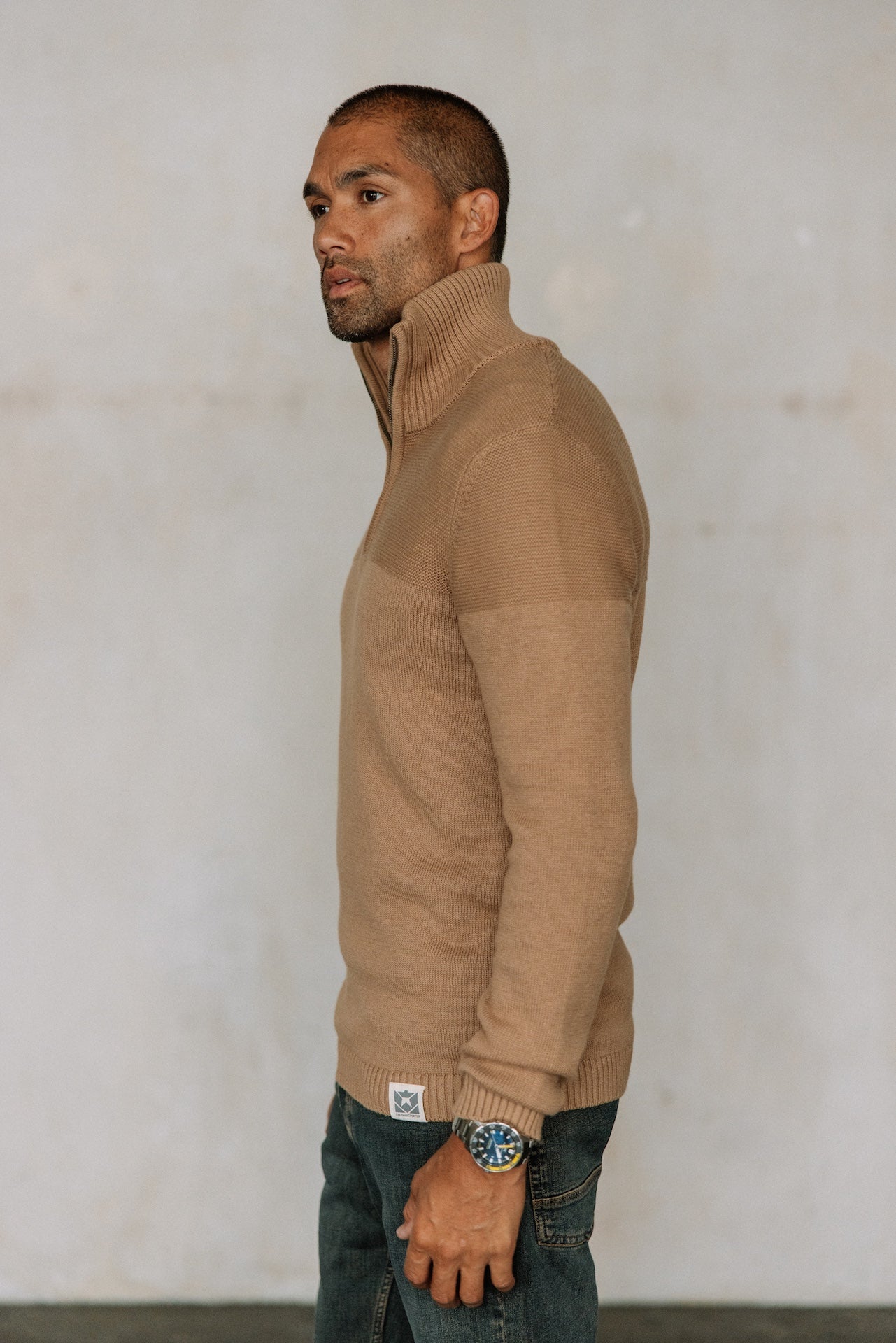 Pull col montant zippé Hombres Gustav Crossing kelp | Freeman T. Porter