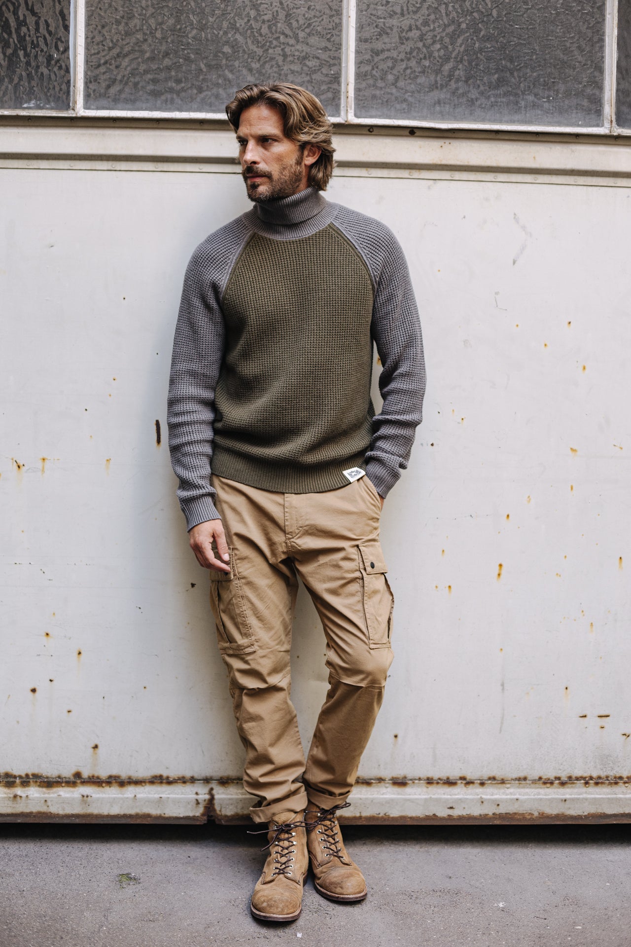 Pull col roulé Men Altair Pike olive night | Freeman T. Porter