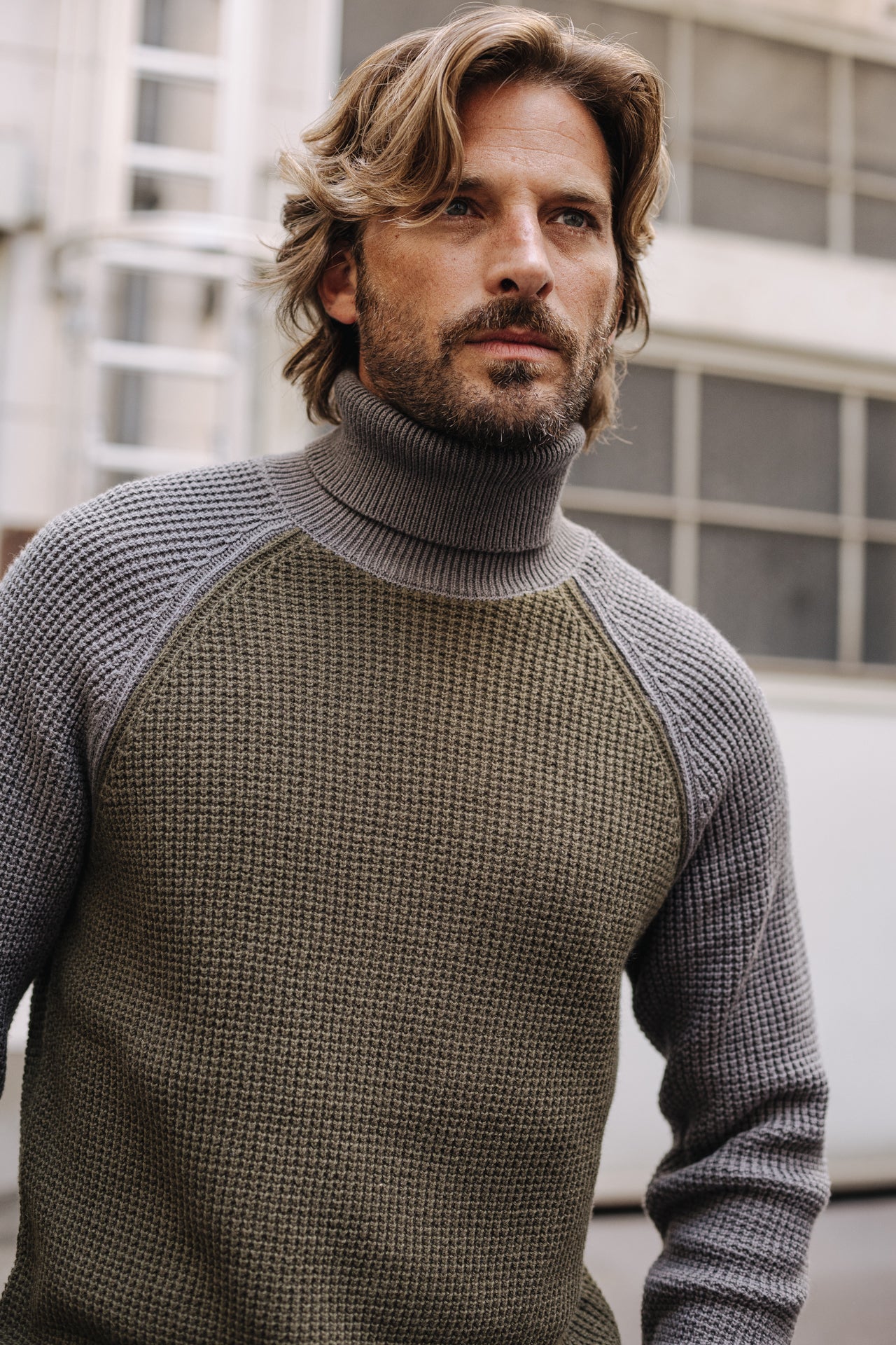 Pull col roulé Men Altair Pike olive night | Freeman T. Porter