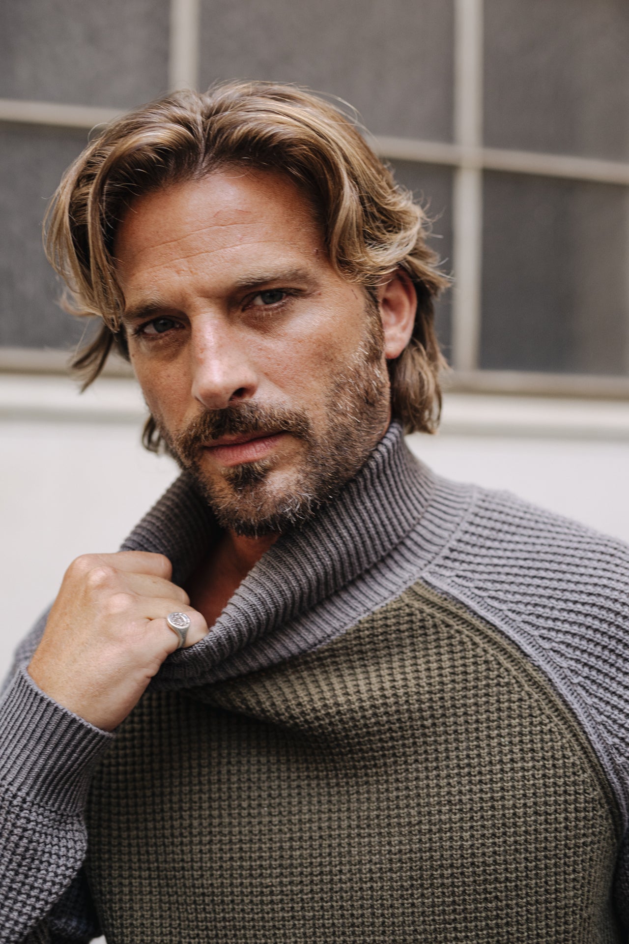 Pull col roulé Men Altair Pike olive night | Freeman T. Porter