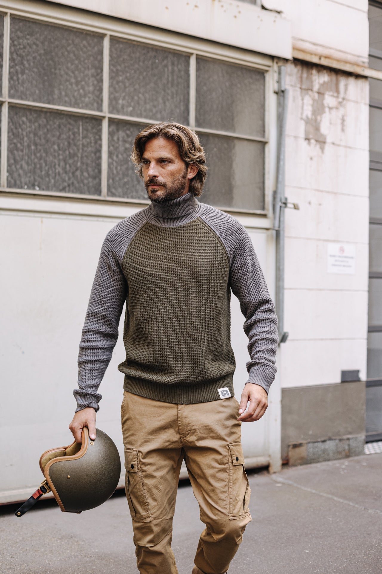 Pull col roulé Men Altair Pike olive night | Freeman T. Porter
