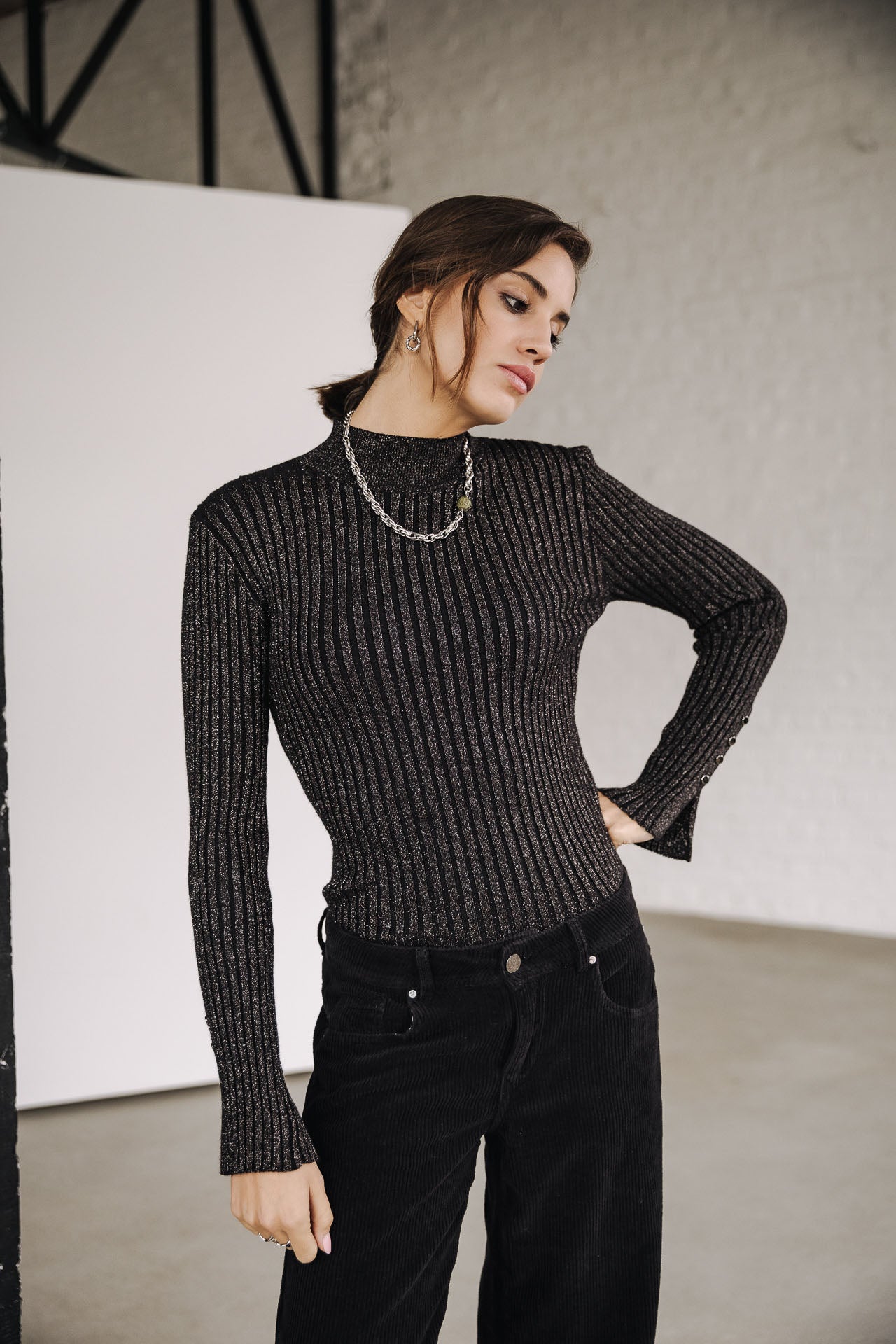 Pull lurex Femme Pryma Lurex black | Freeman T. Porter