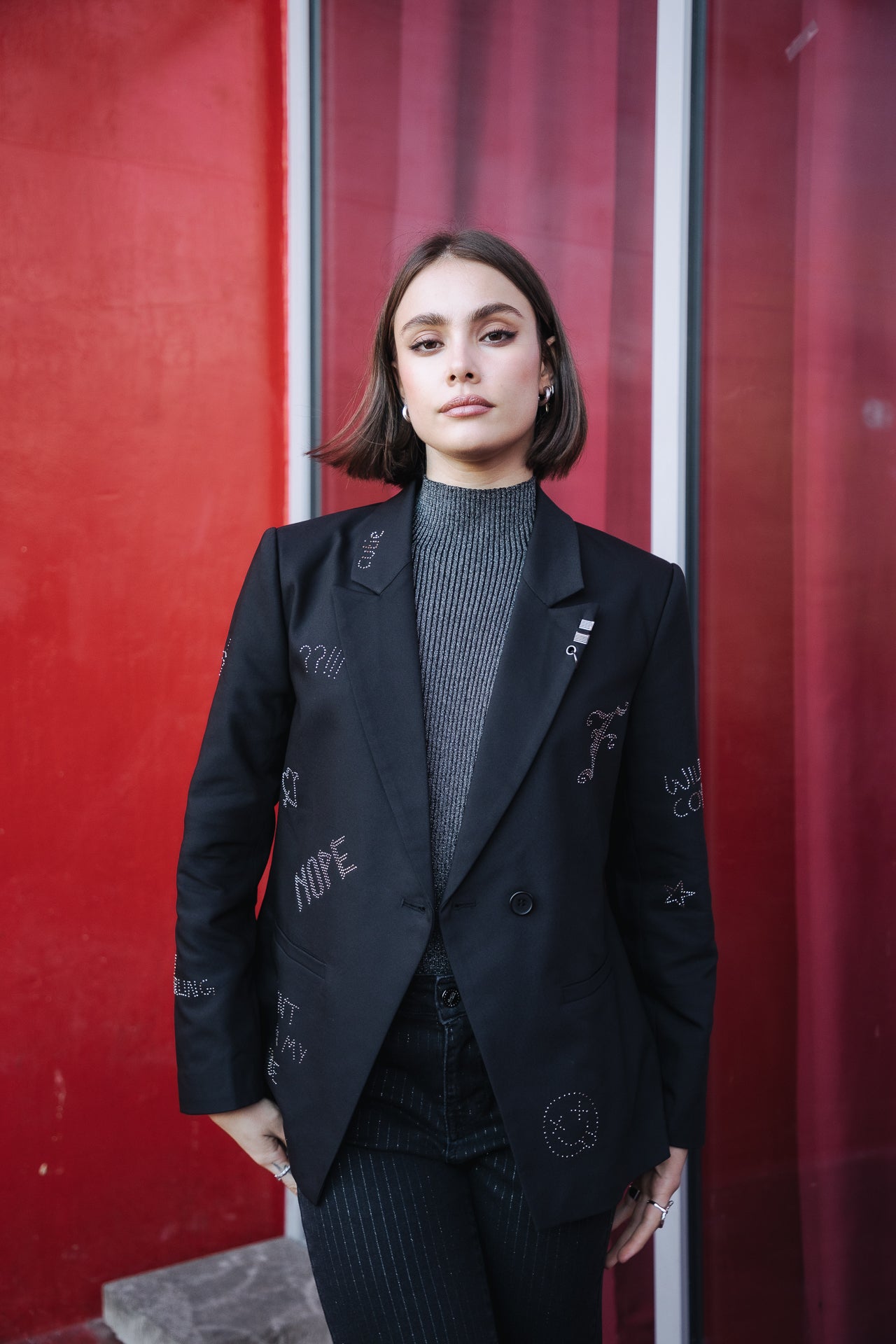 Blazer large Femme Bernie Rhinestone black | Freeman T. Porter