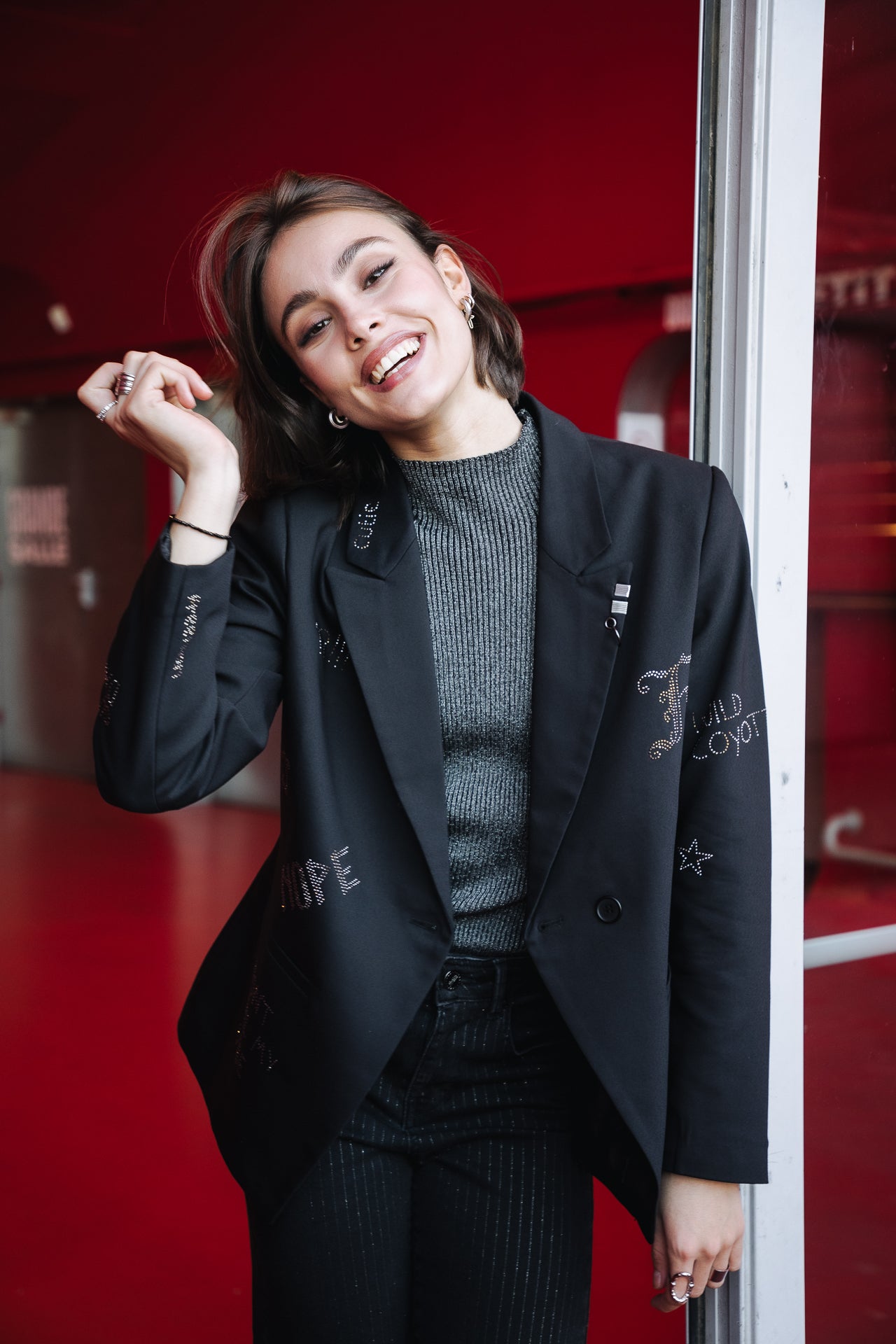 Blazer large Femme Bernie Rhinestone black | Freeman T. Porter