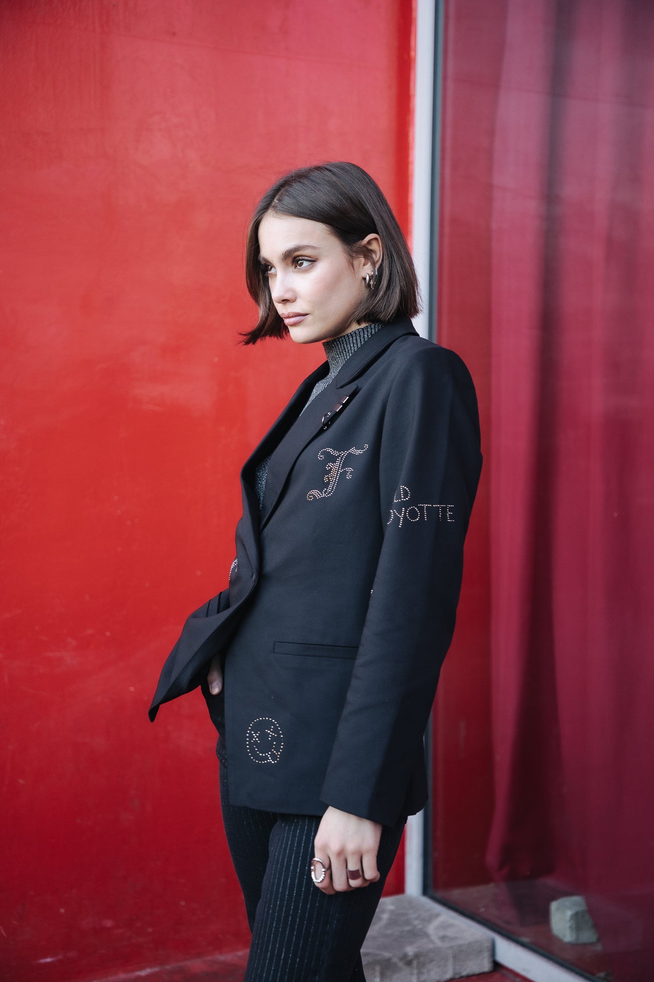 Blazer large Femme Bernie Rhinestone black | Freeman T. Porter