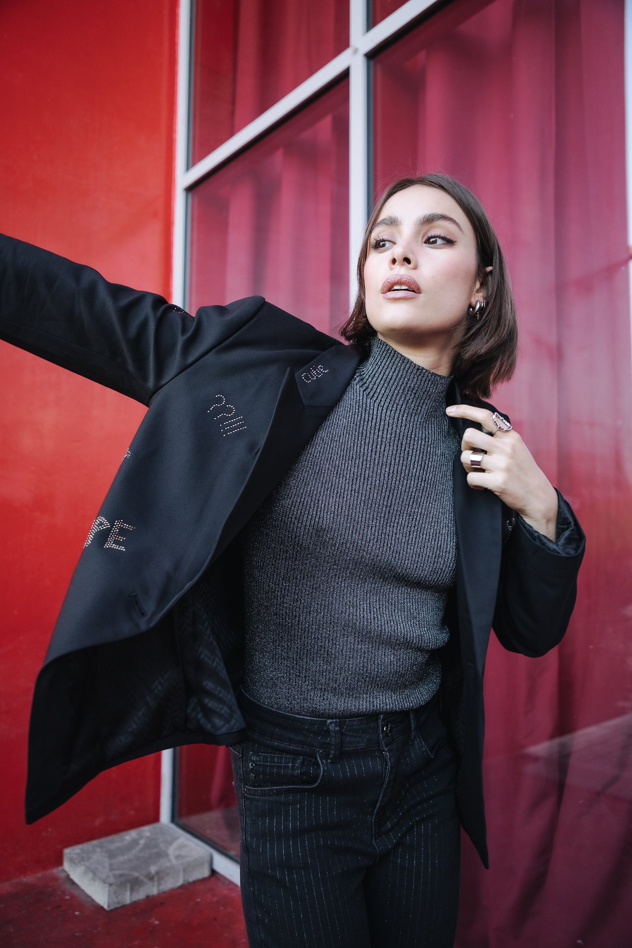 Blazer large Femme Bernie Rhinestone black | Freeman T. Porter