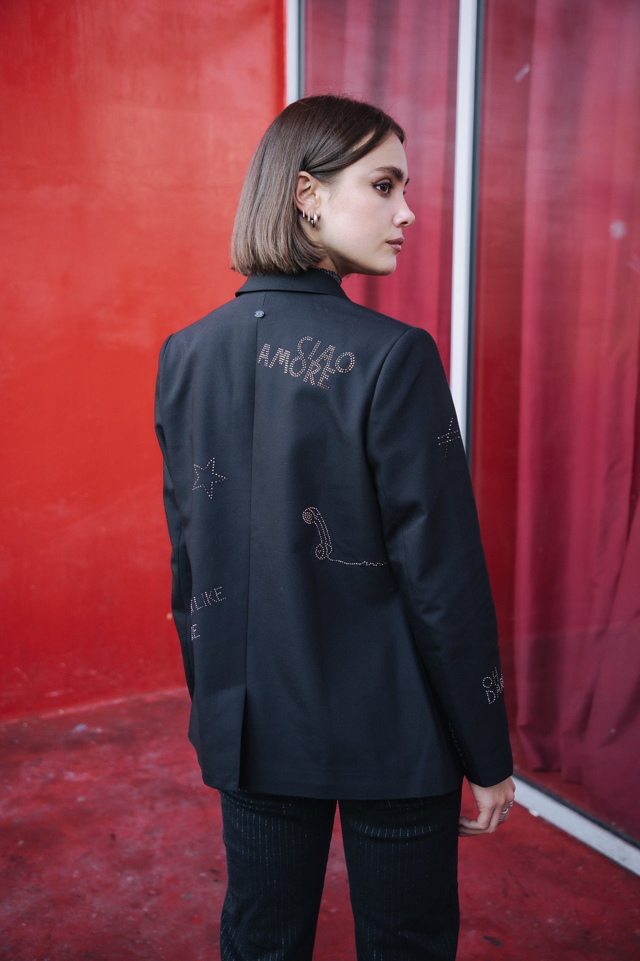 Blazer large Femme Bernie Rhinestone black | Freeman T. Porter