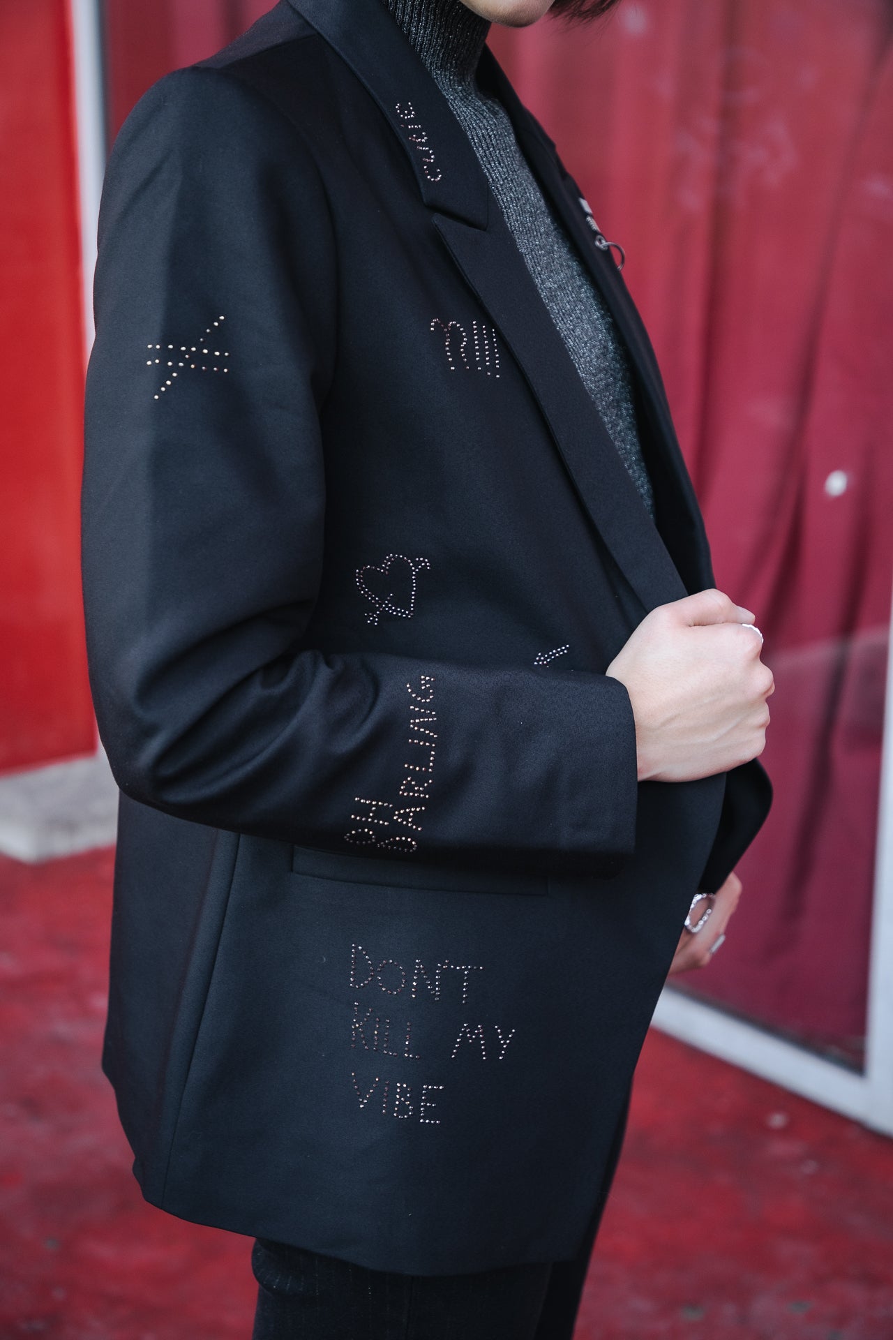Blazer large Femme Bernie Rhinestone black | Freeman T. Porter