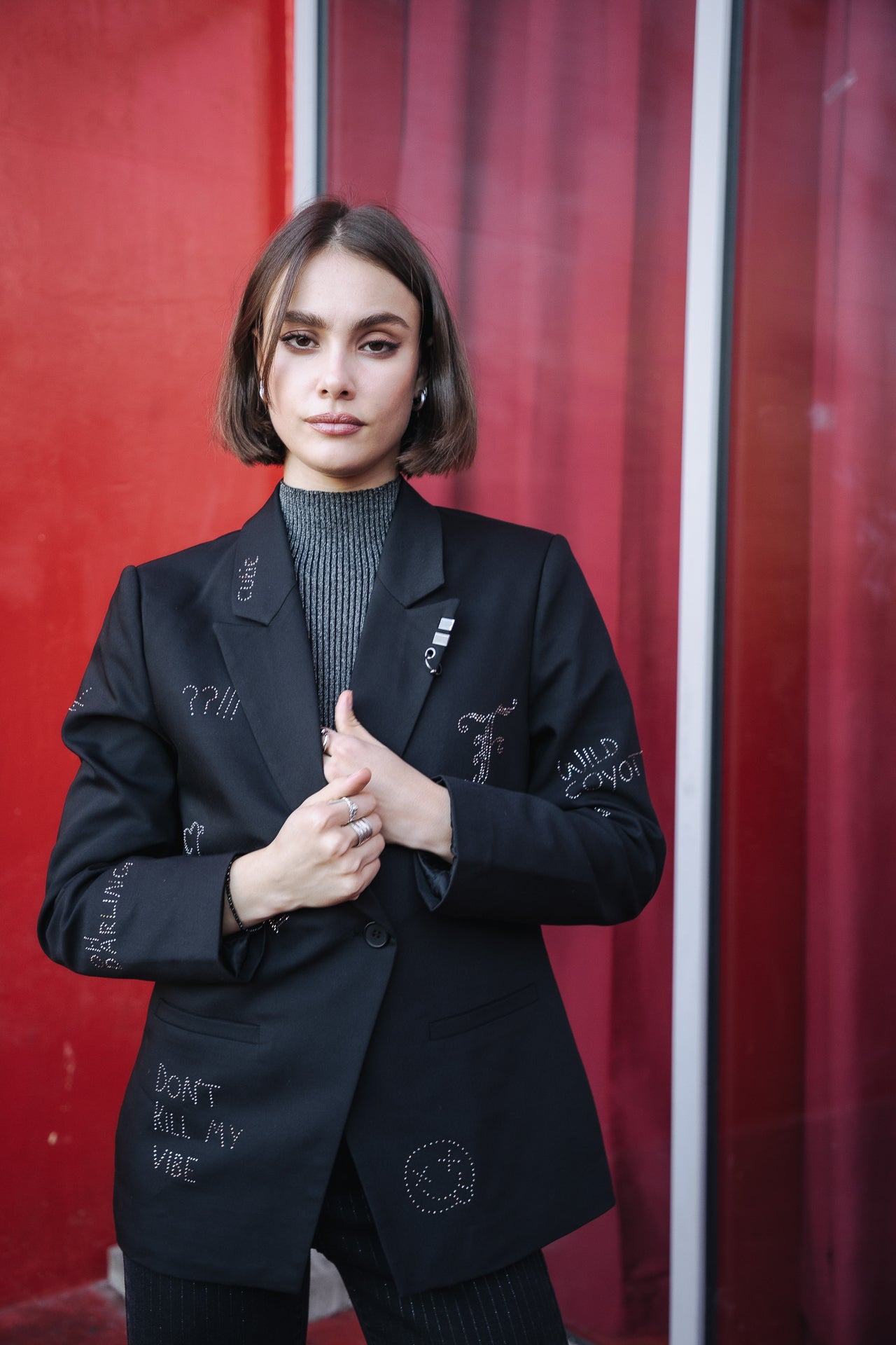 Blazer large Femme Bernie Rhinestone black | Freeman T. Porter