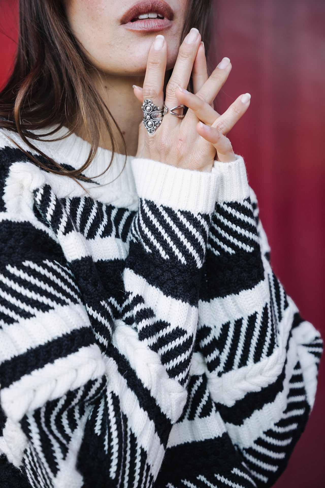 Pull manches longues Woman Paleo Chevron white | Freeman T. Porter