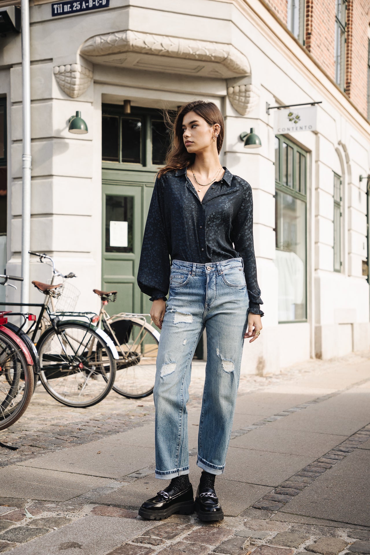 Top manches longues Mujer Cassily Jaquard storm blue | Freeman T. Porter