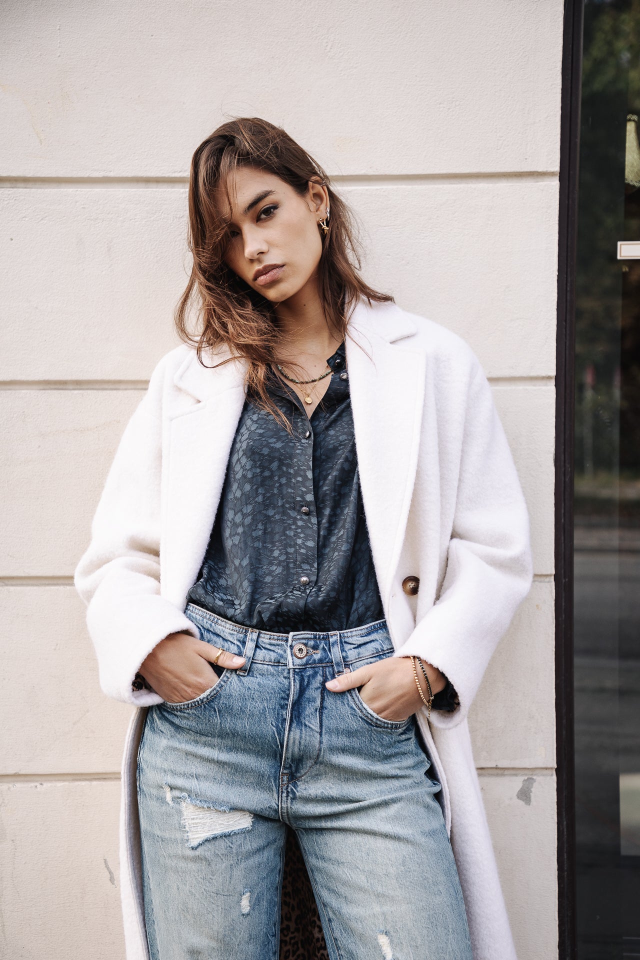 Top manches longues Mujer Cassily Jaquard storm blue | Freeman T. Porter