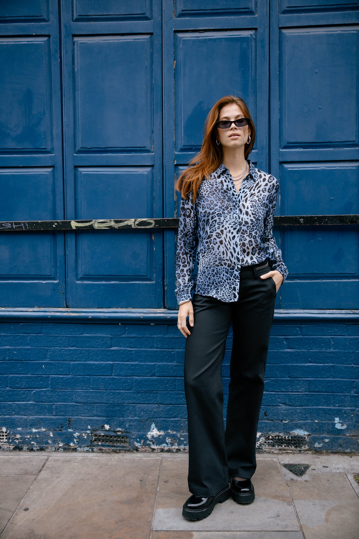 Chemise imprimée léopard Femme Cornelia Leo Blue blue | Freeman T. Porter